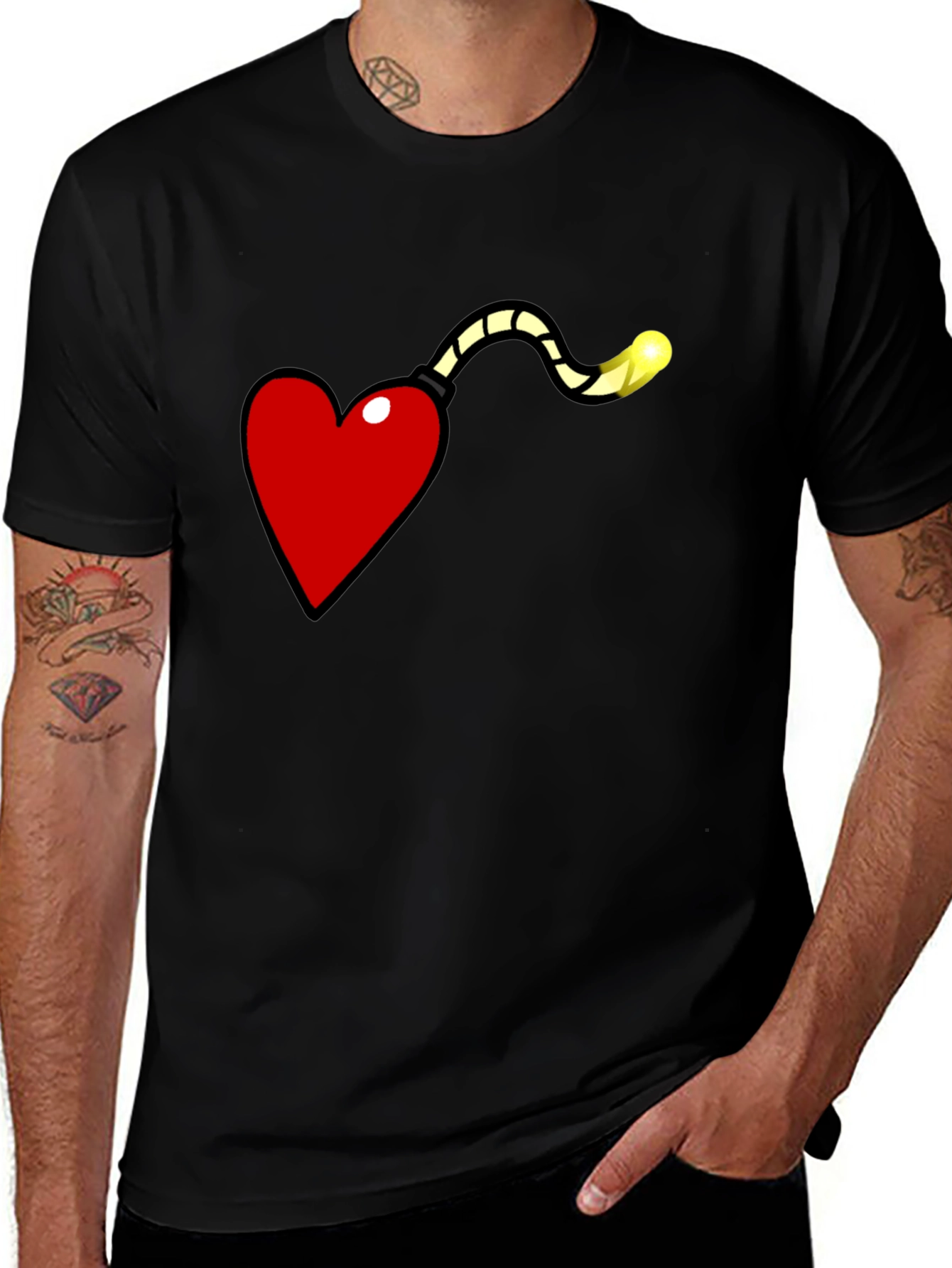 Variant 8 of Heart Bomb Graphic Tee - Funny Love Explosion Shirt
