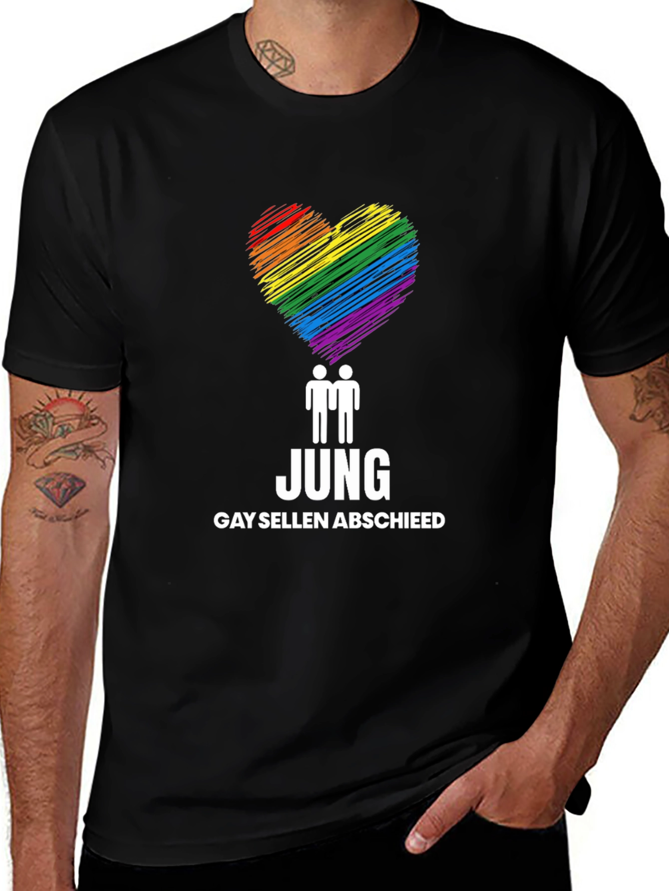 Variant 23 of Gay Pride T-Shirt: Jung Sellen Abschied