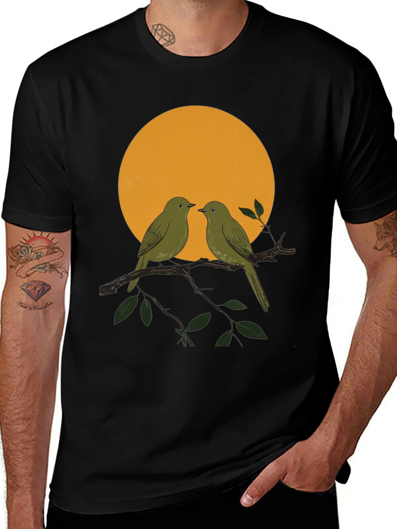 Variant 5 of Birds on Branch T-Shirt - Nature Lover Tee