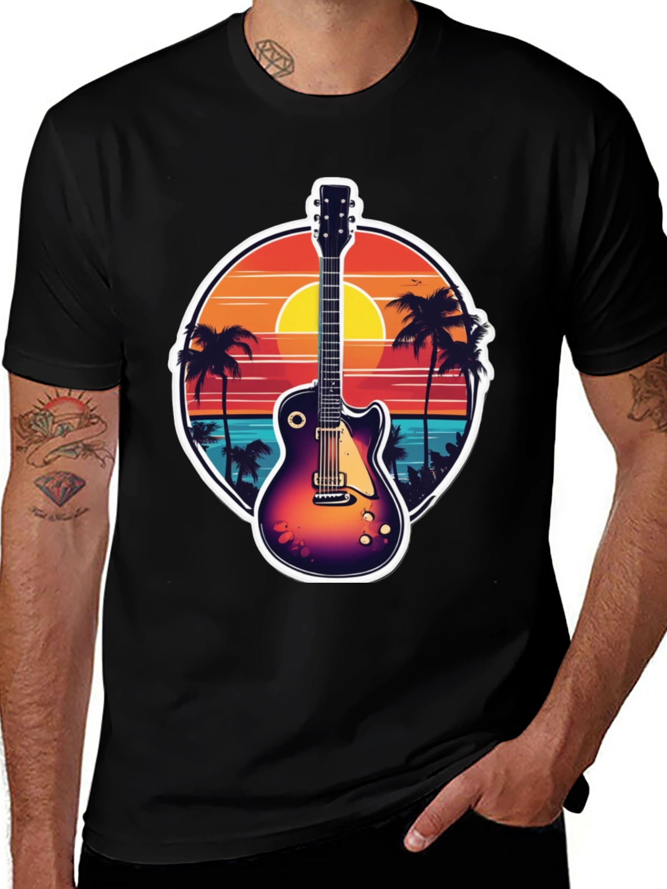 Variant 6 of Sunset Guitar Graphic T-Shirt
