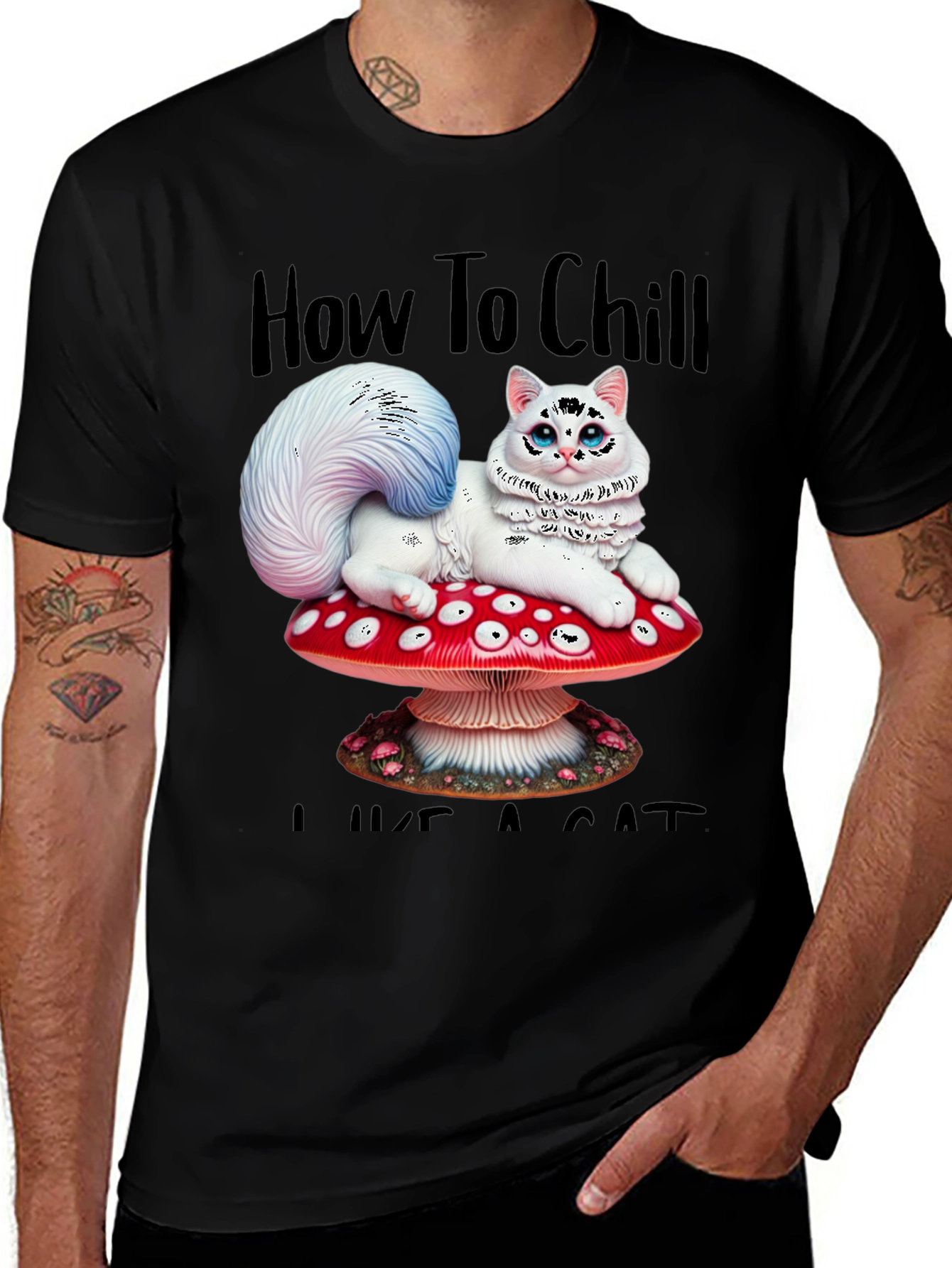 Variant 13 of Chill Like a Cat Tee - Mushroom Cat T-Shirt