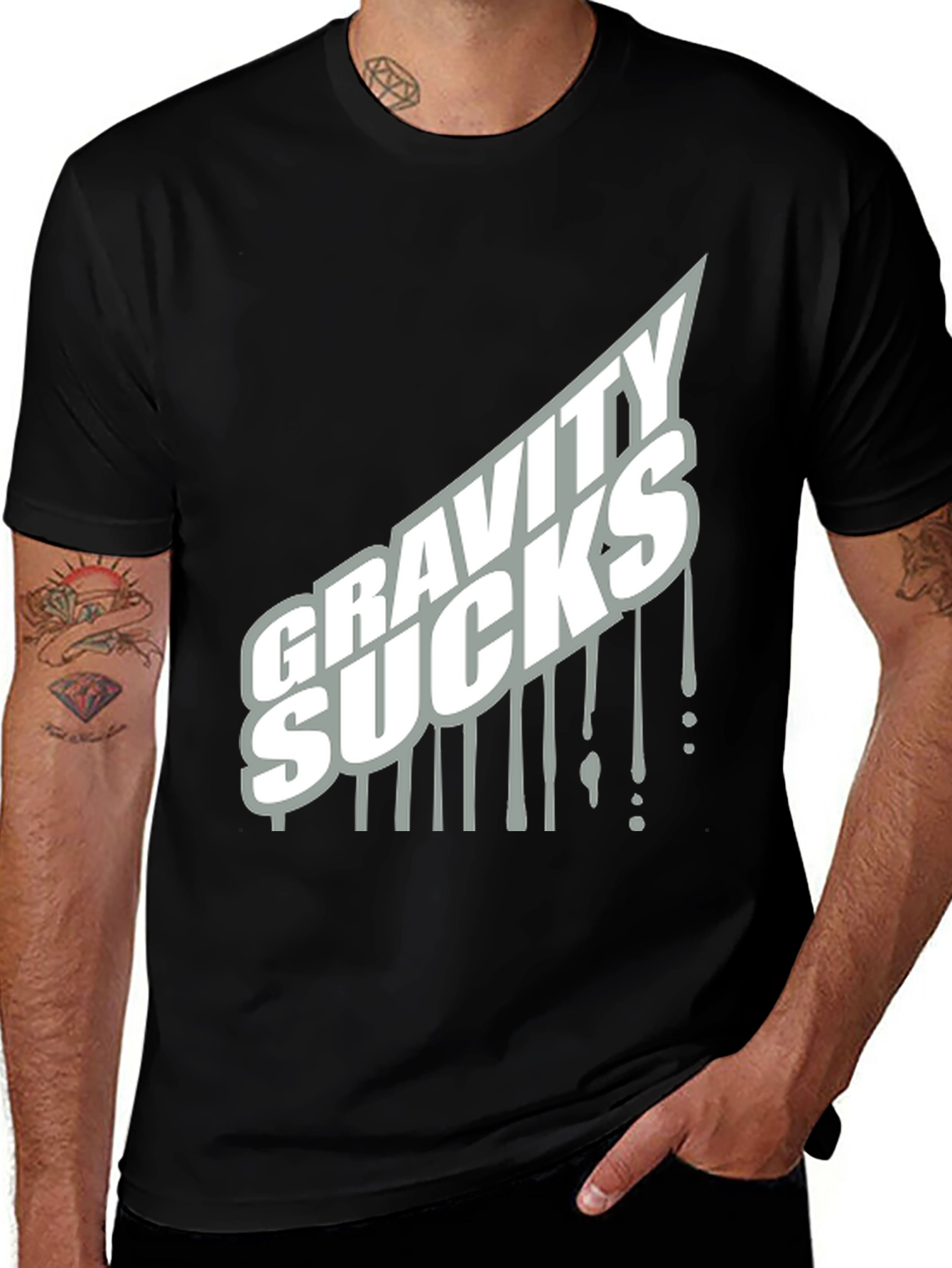 Variant 15 of Gravity Sucks Graphic Tee - Black Cotton T-Shirt