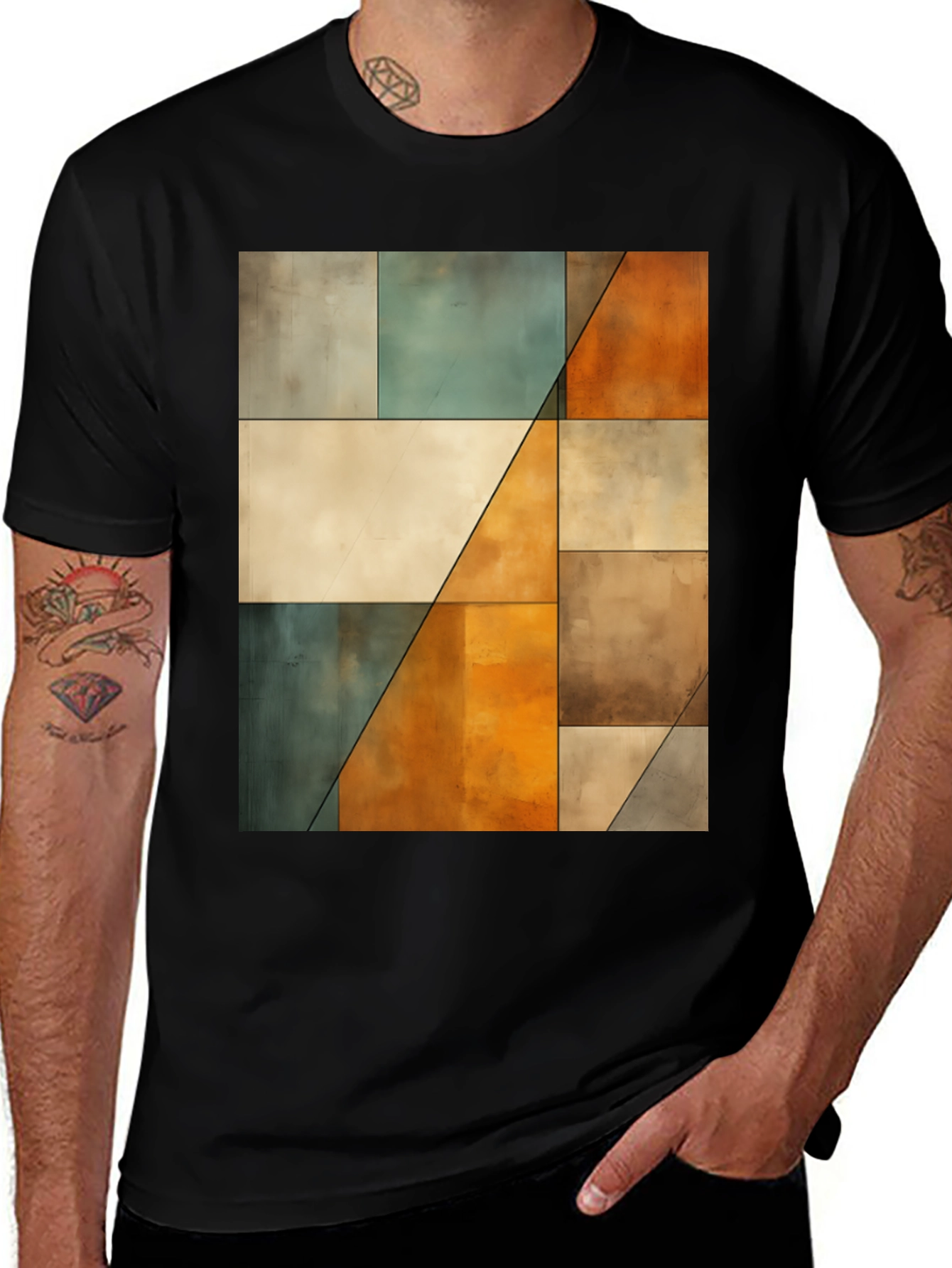 Variant 6 of Abstract Geometric Block Print Tee
