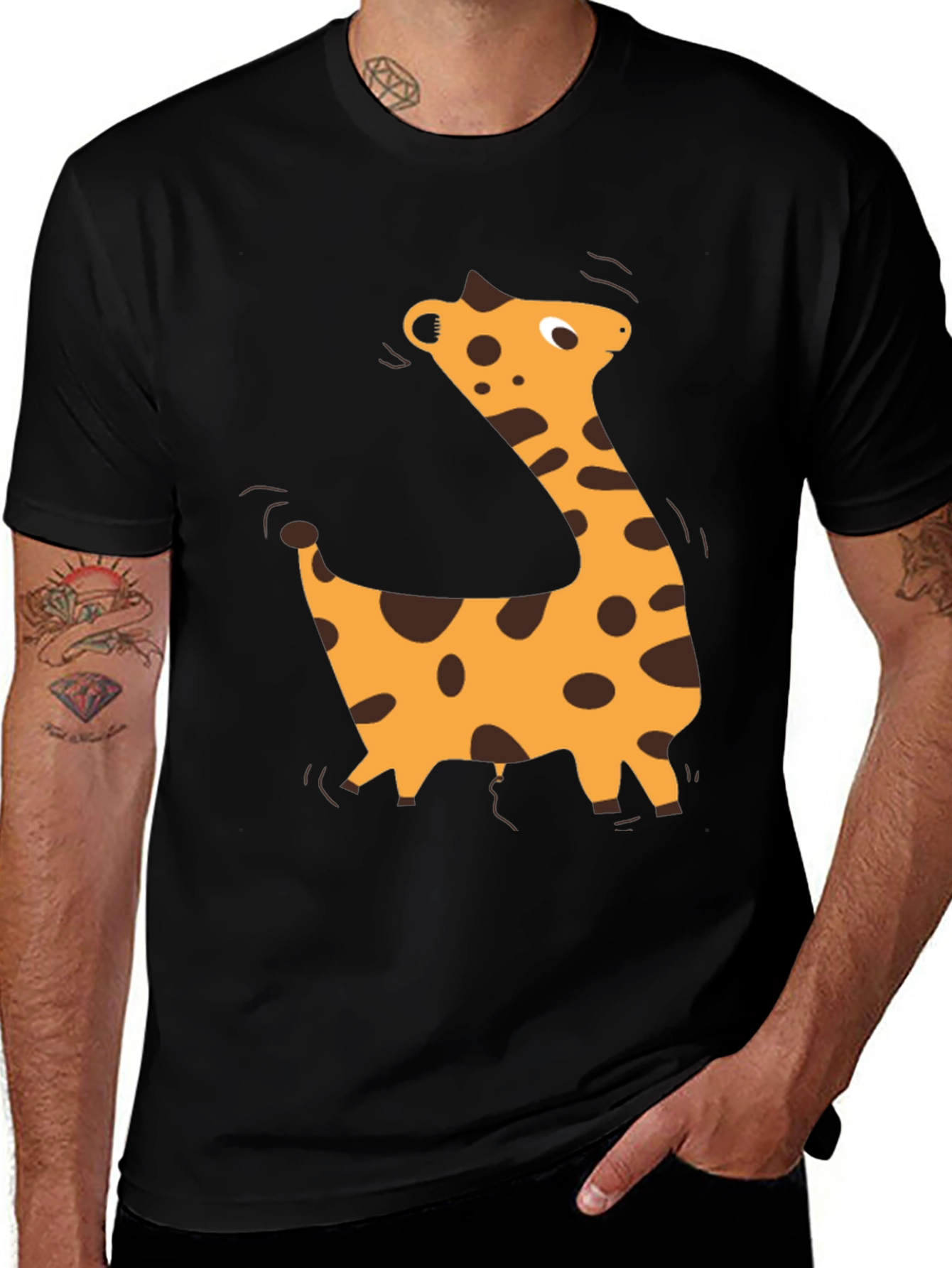 Variant 23 of Giraffe Graphic Black T-Shirt - Casual Style