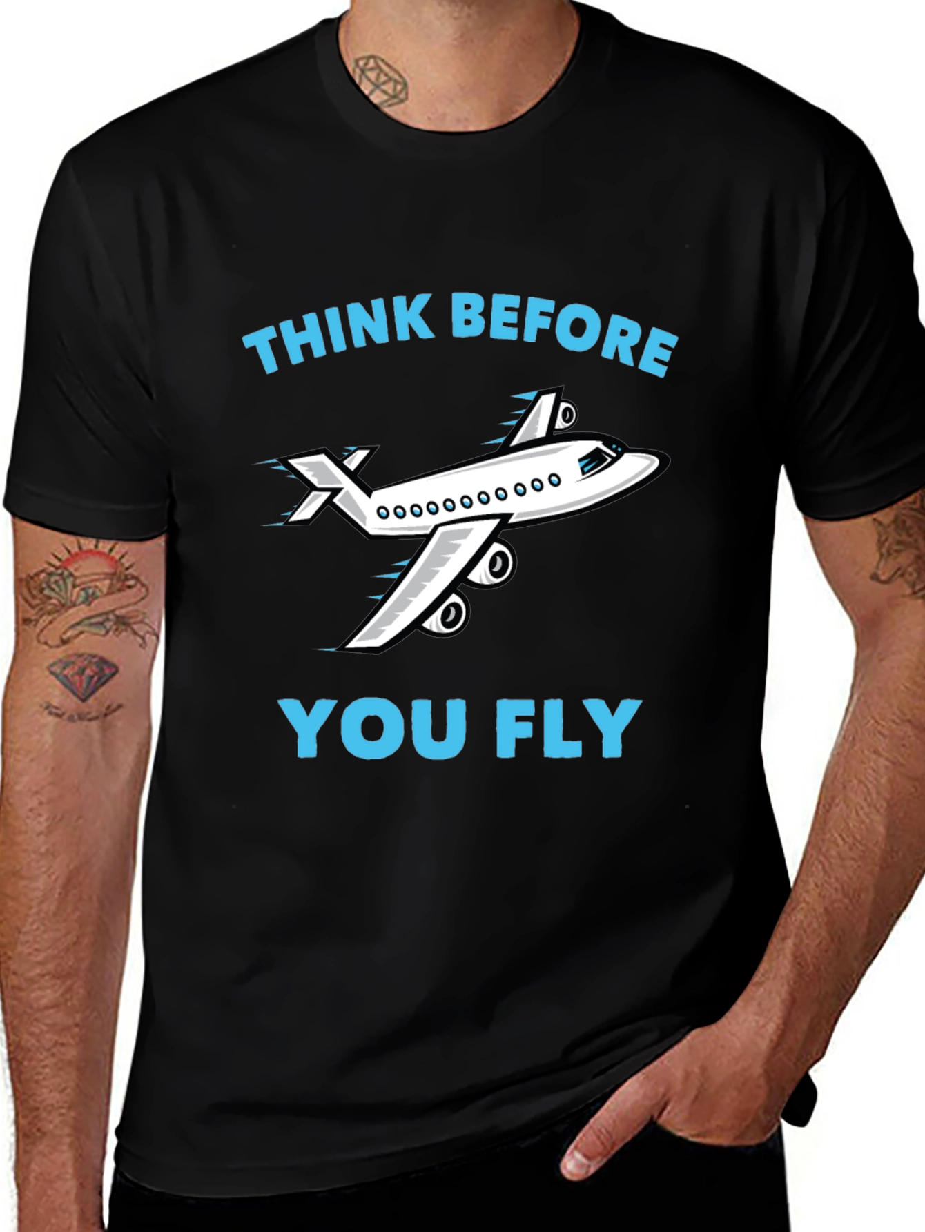 Variant 13 of Think Before You Fly Black T-Shirt