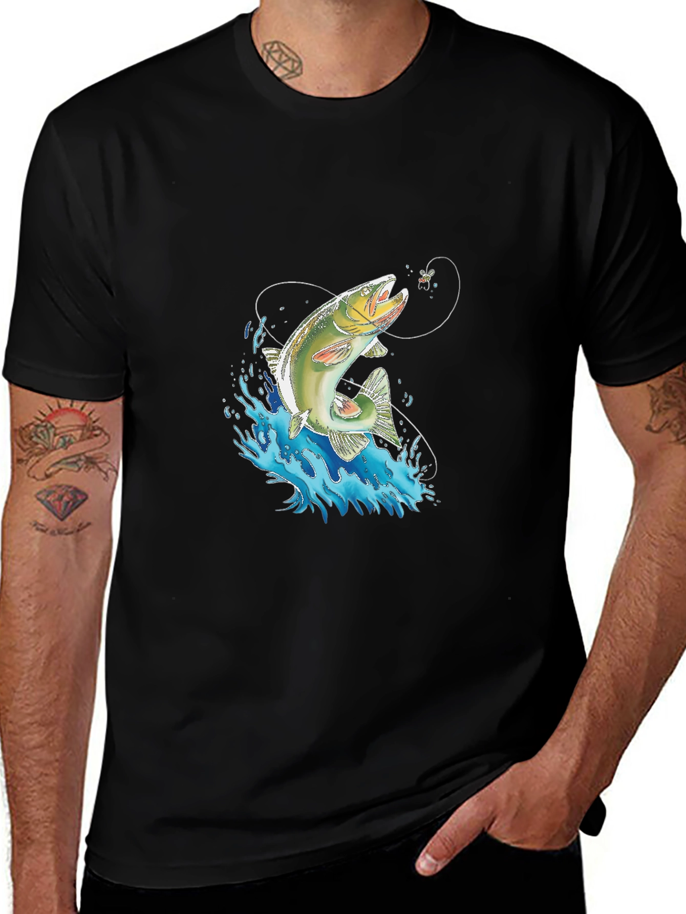 Variant 23 of Leaping Trout Graphic Tee - Fishing T-Shirt