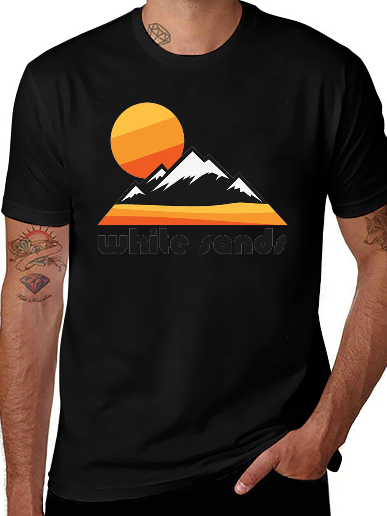 Variant 26 of White Sands Graphic Tee - Retro Mountain Design