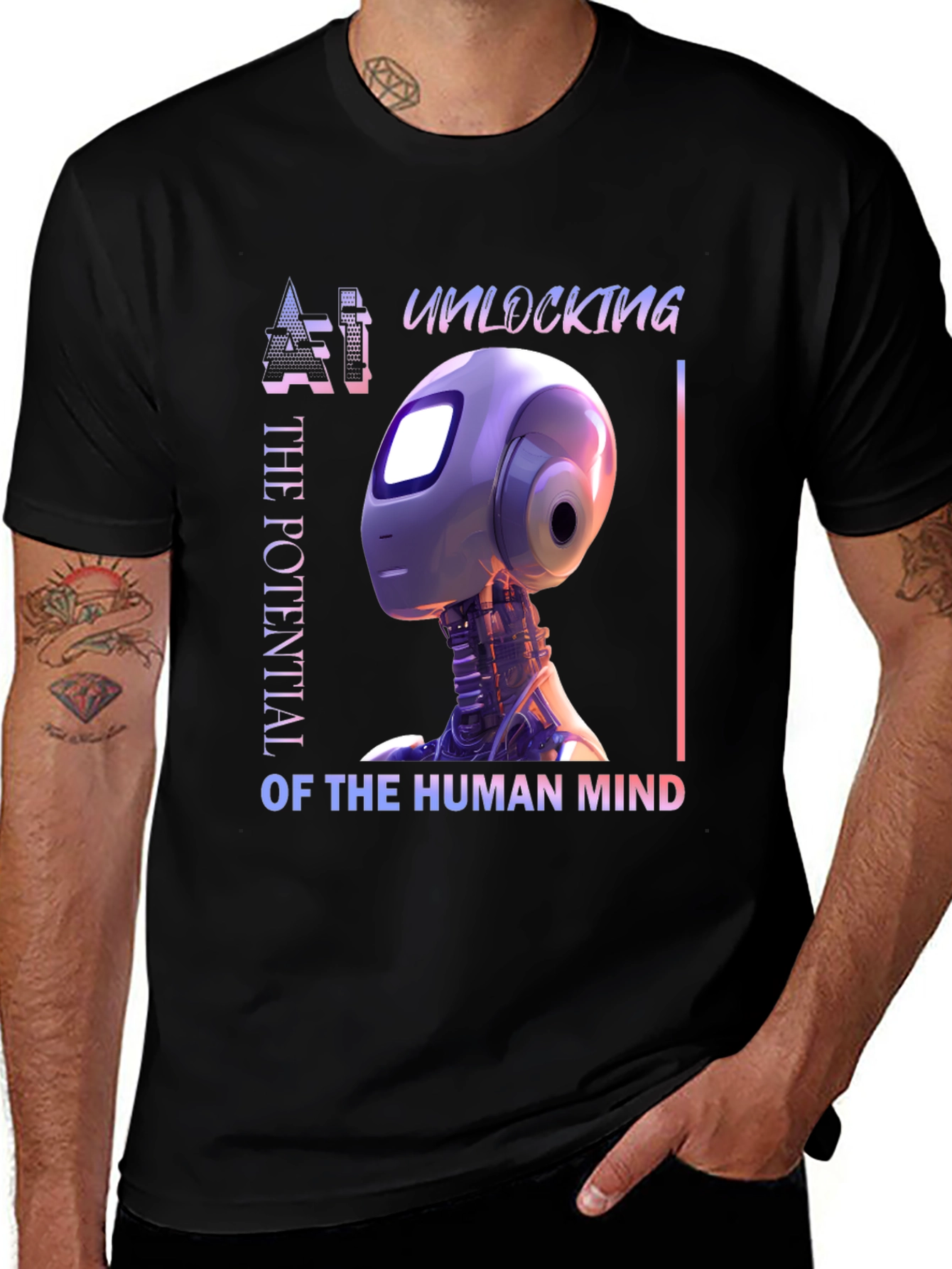 AI Mind Potential T-Shirt - Futuristic Robot Design