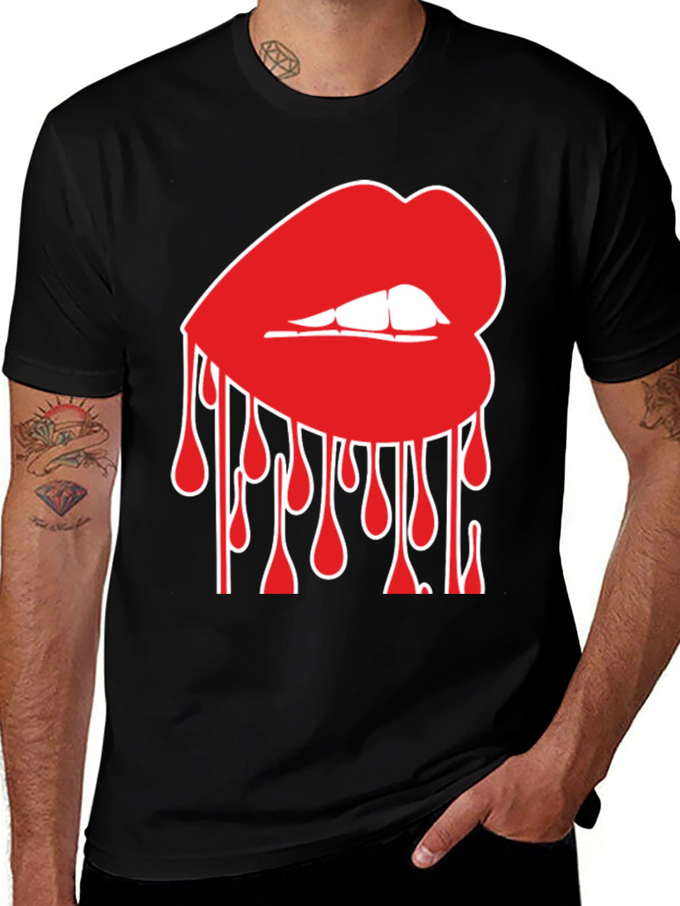 Variant 26 of Bleeding Lips Graphic Tee - Trendy Unisex Shirt