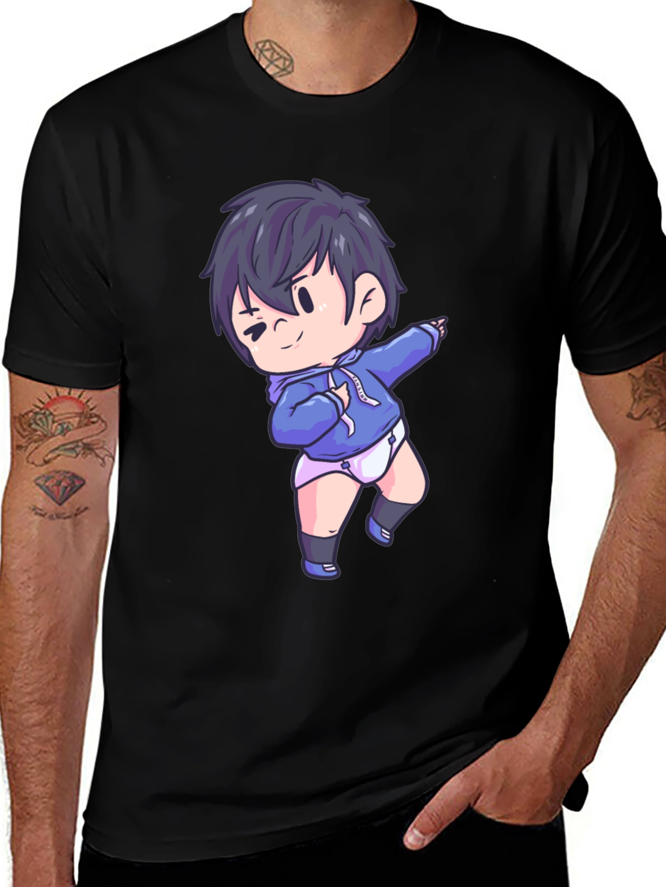 Variant 26 of Anime Boy Dab T-Shirt - Black Cotton Tee