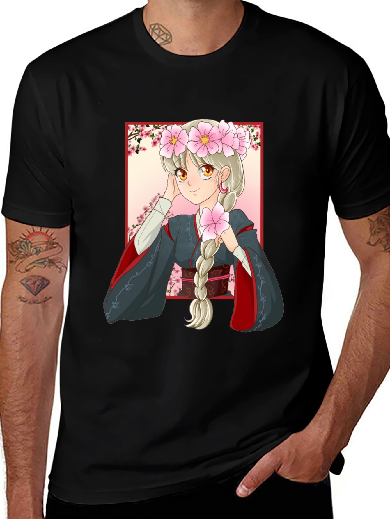 Variant 24 of Anime Girl Graphic Black T-Shirt