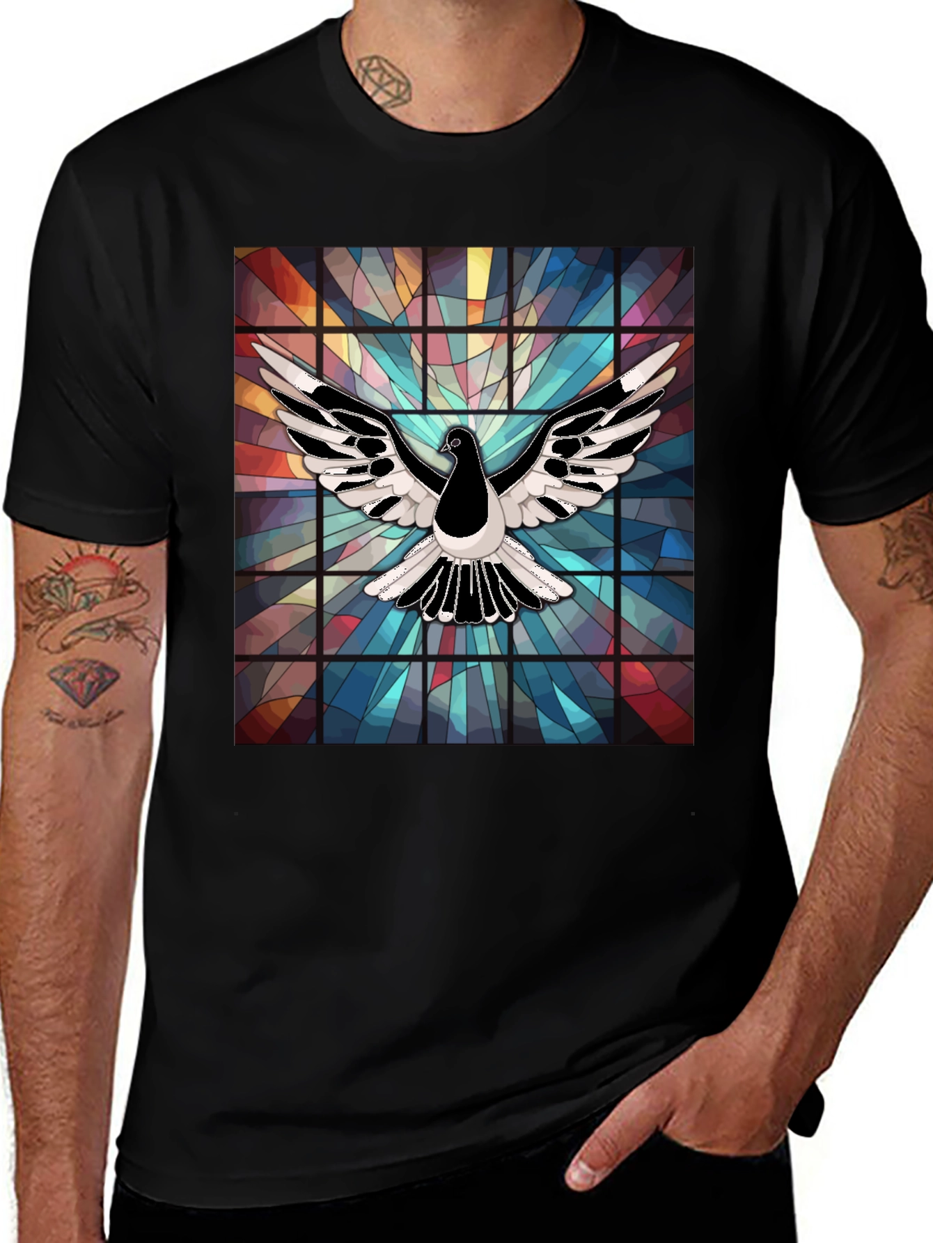 Variant 2 of Dove Stained Glass Graphic T-Shirt