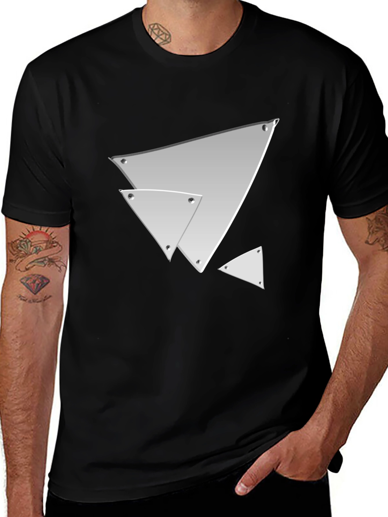 Variant 25 of Geometric Triangle Graphic Black Tee