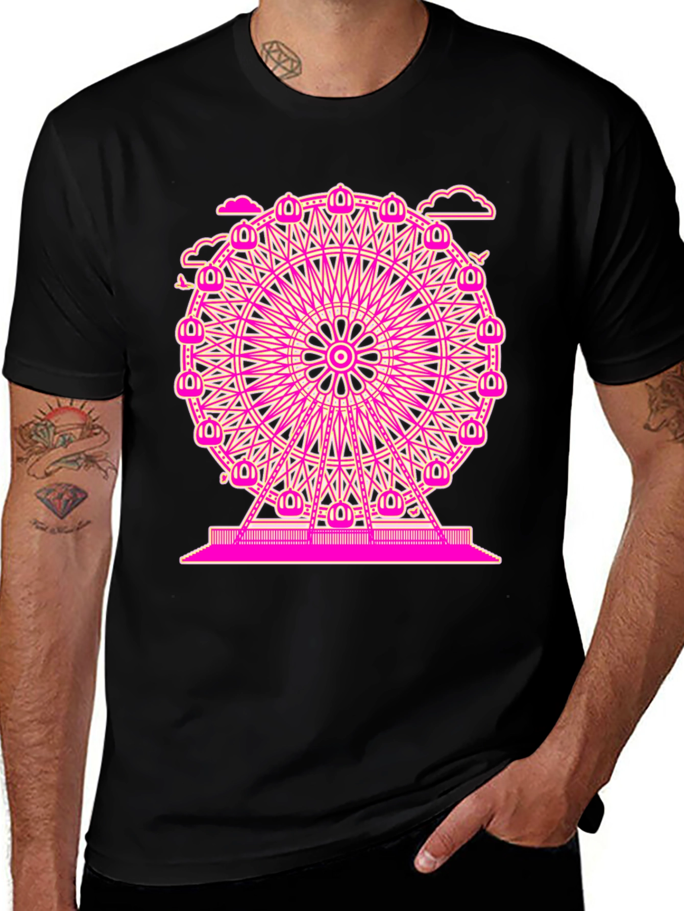Variant 7 of Ferris Wheel Graphic Black T-Shirt