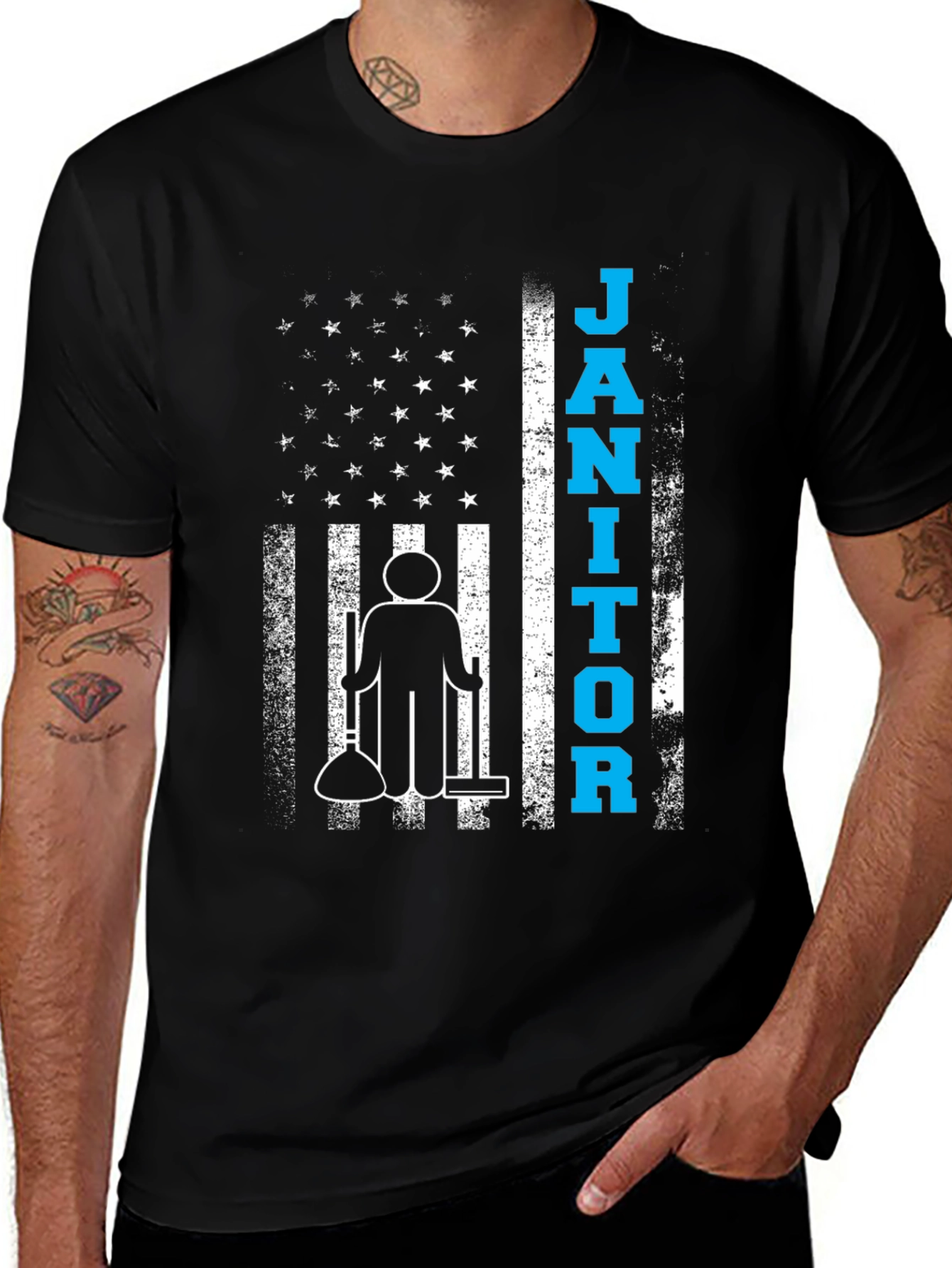 Variant 15 of Janitor American Flag Graphic T-Shirt