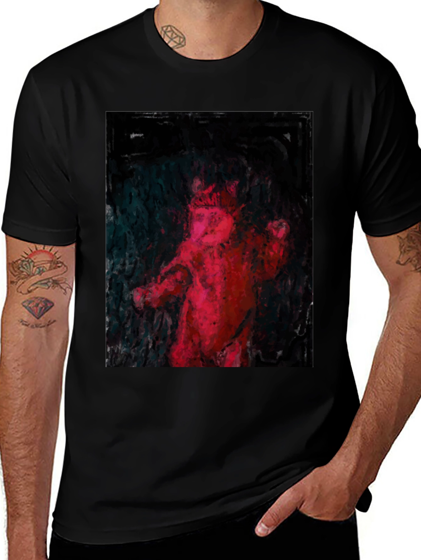 Variant 30 of Abstract Red Figure Black T-Shirt