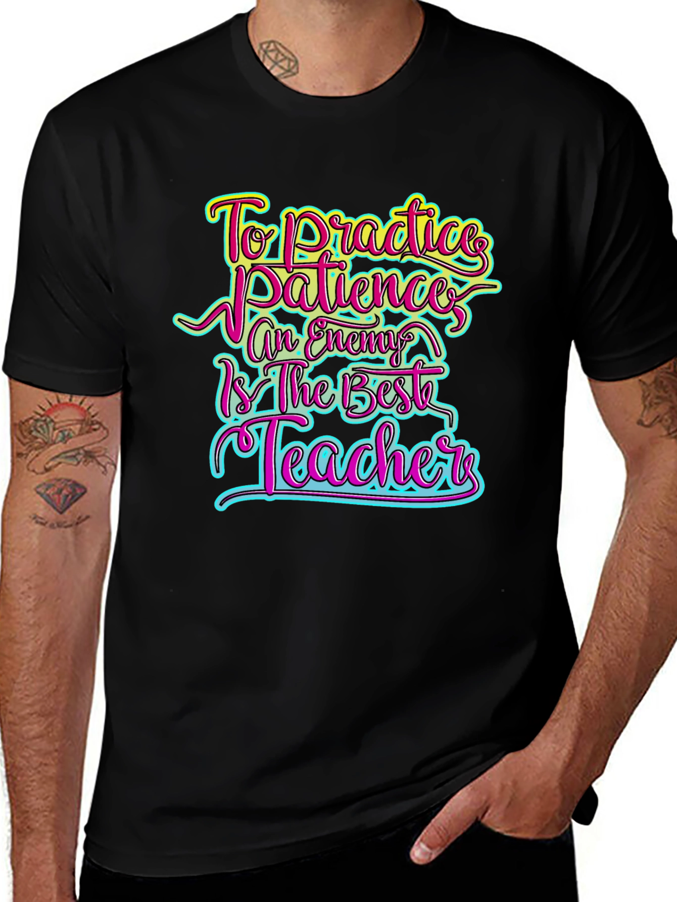 Variant 16 of Patience Teacher Black T-Shirt