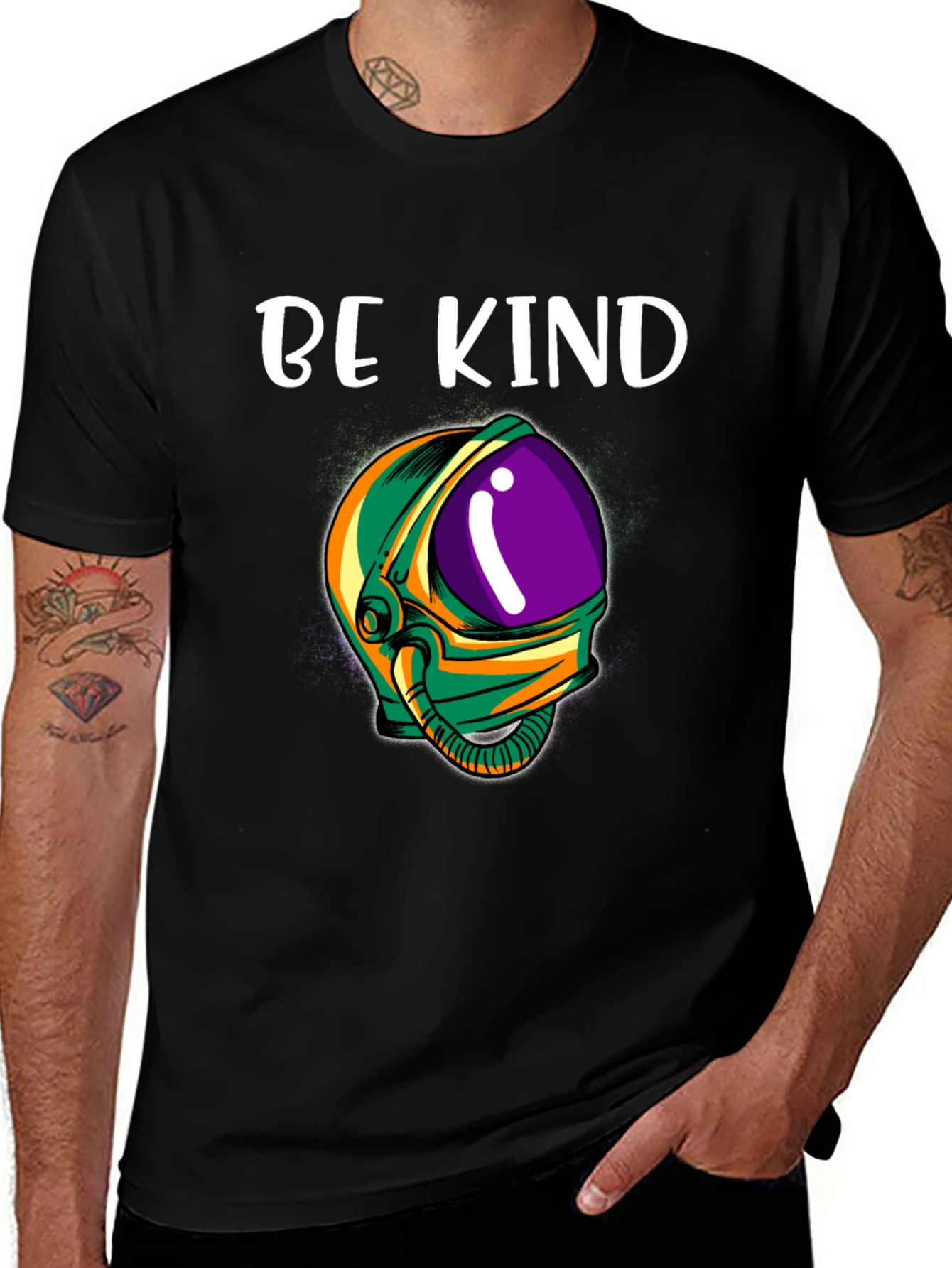 Variant 6 of Be Kind Astronaut T-Shirt - Black Graphic Tee