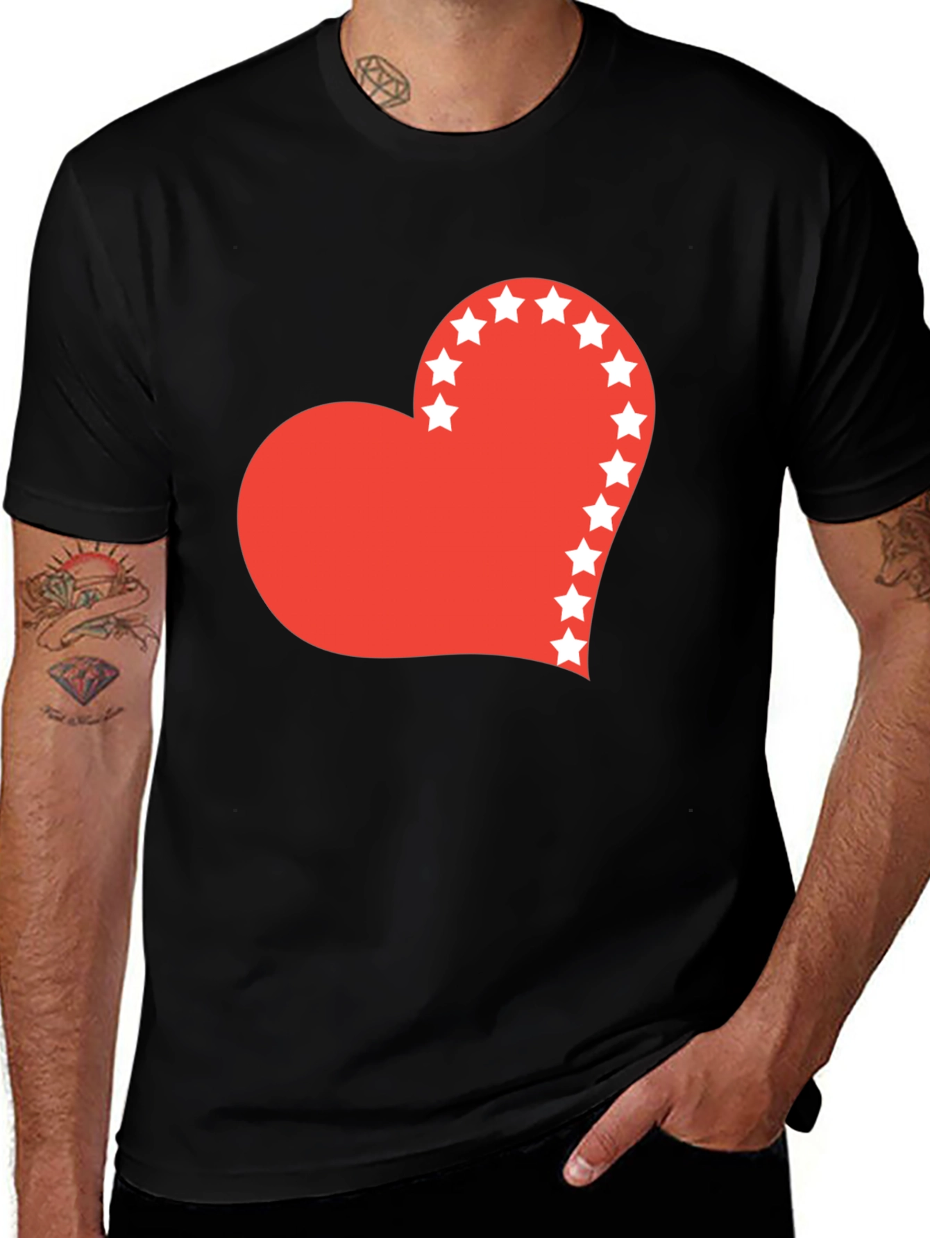 Variant 28 of Heart Stars Graphic Tee - Black