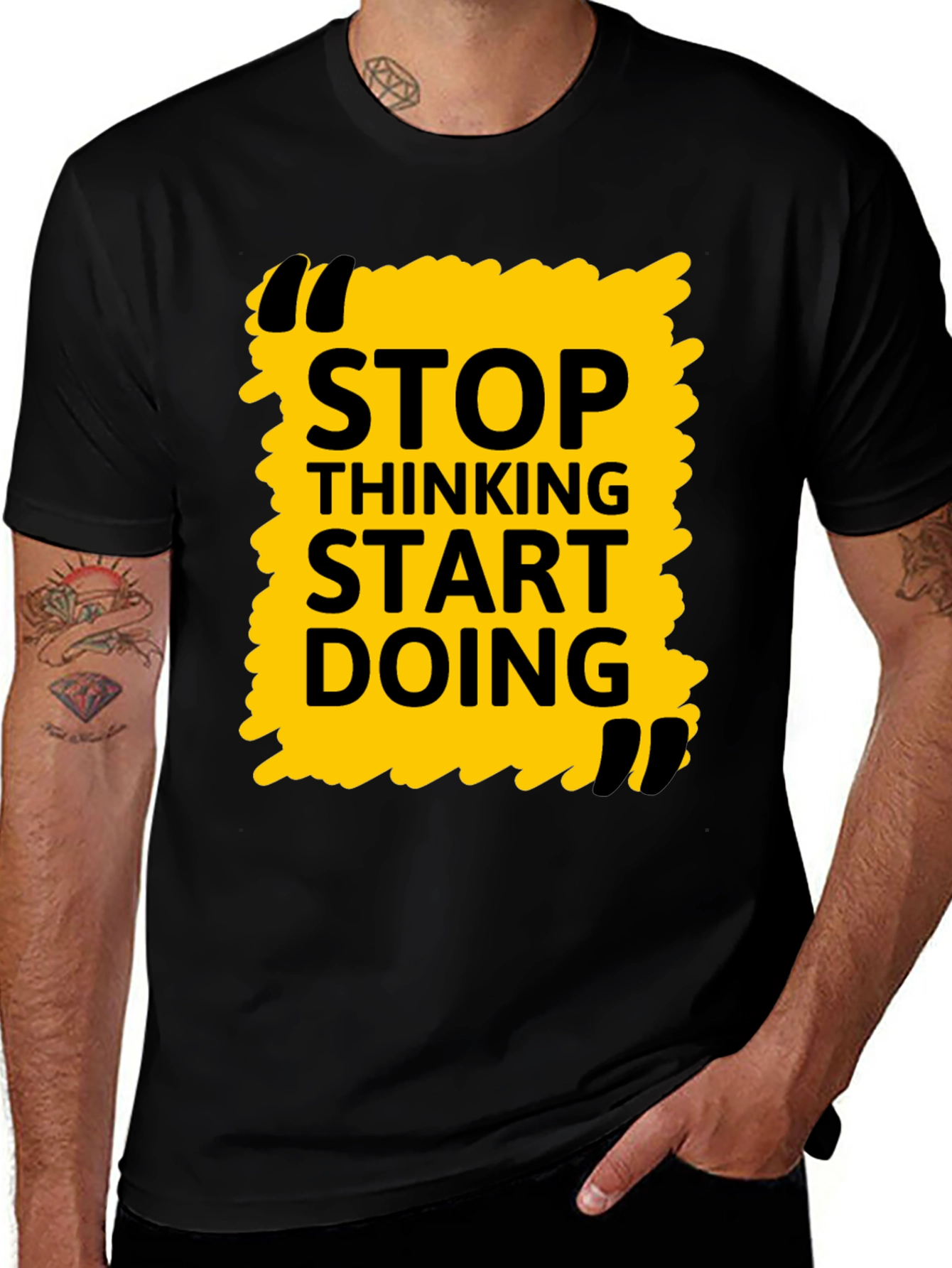 Variant 21 of Stop Thinking Start Doing Black Graphic Tee