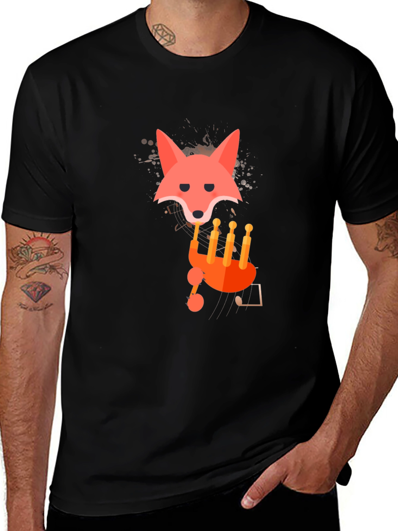 Variant 3 of Fox & Strings Graphic Tee - Unique Design