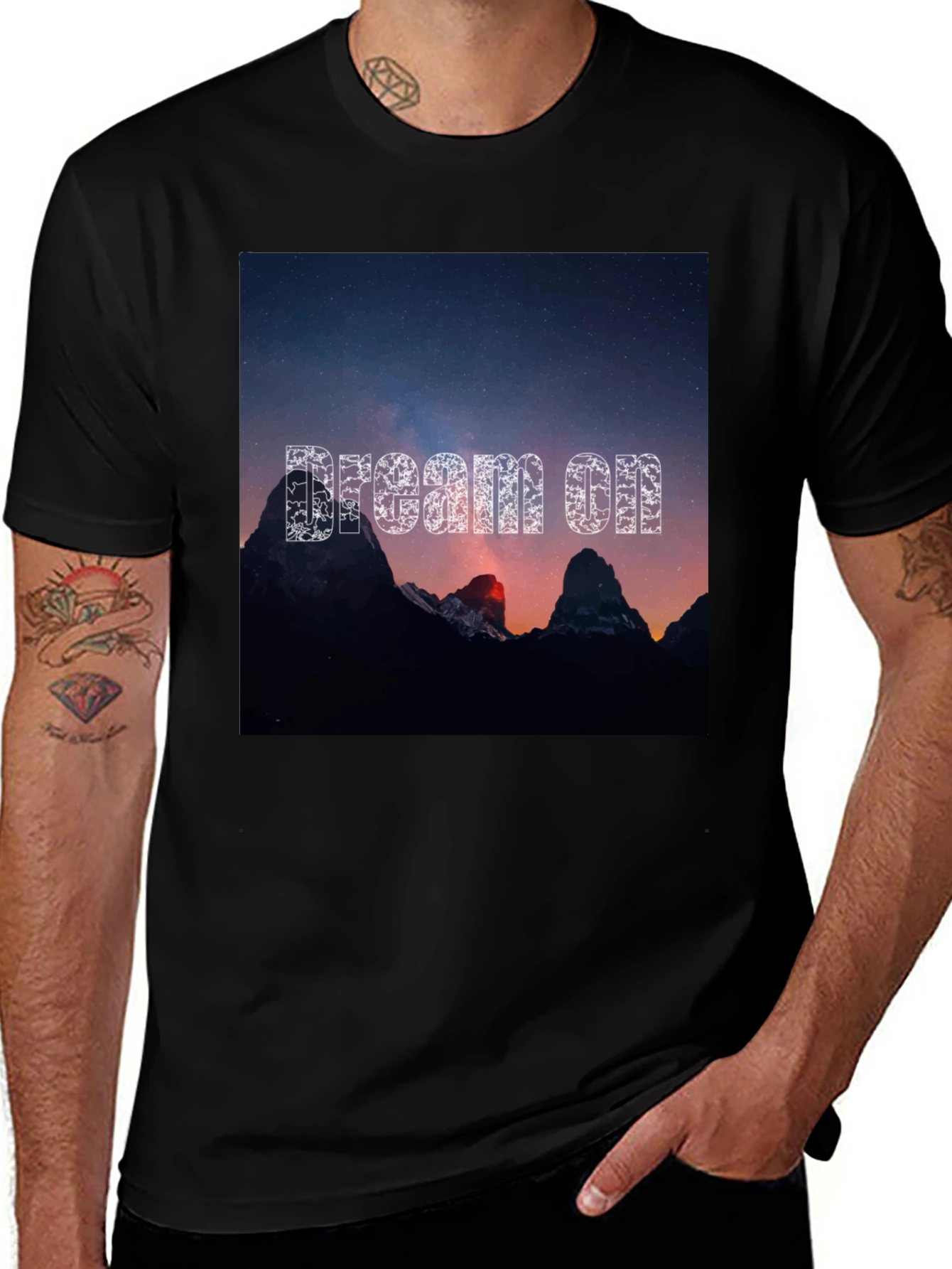 Variant 5 of Dream On Graphic Tee - Black Cotton T-Shirt