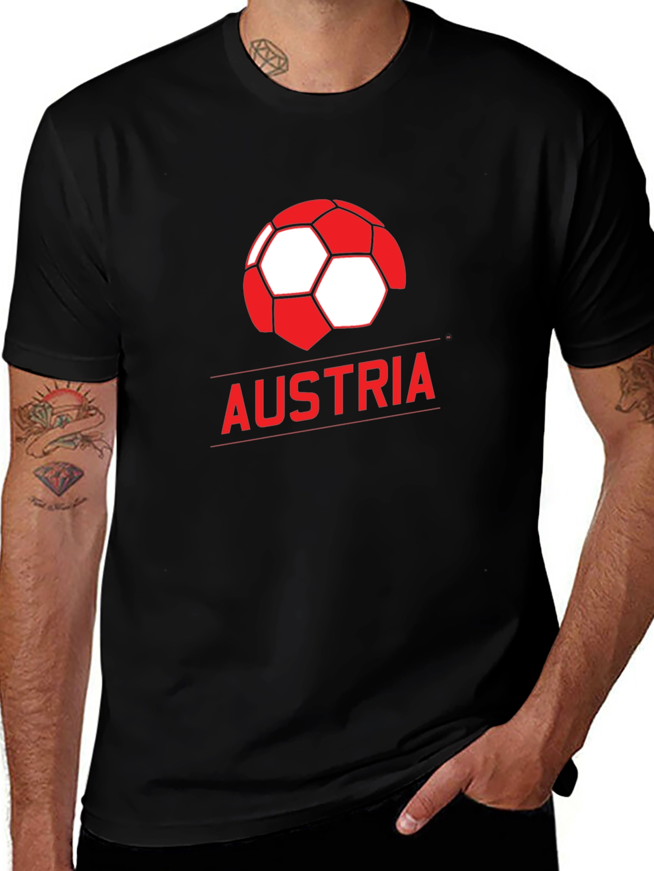 Austria Soccer T-Shirt - Black Graphic Tee