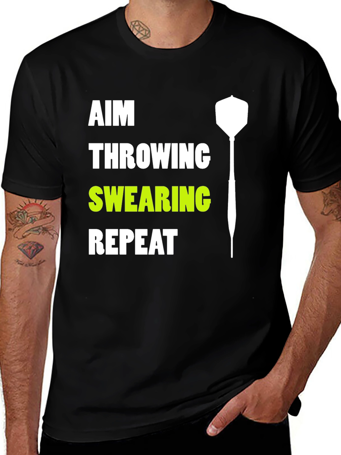 Variant 6 of Aim Throwing Swearing Repeat Dart T-Shirt