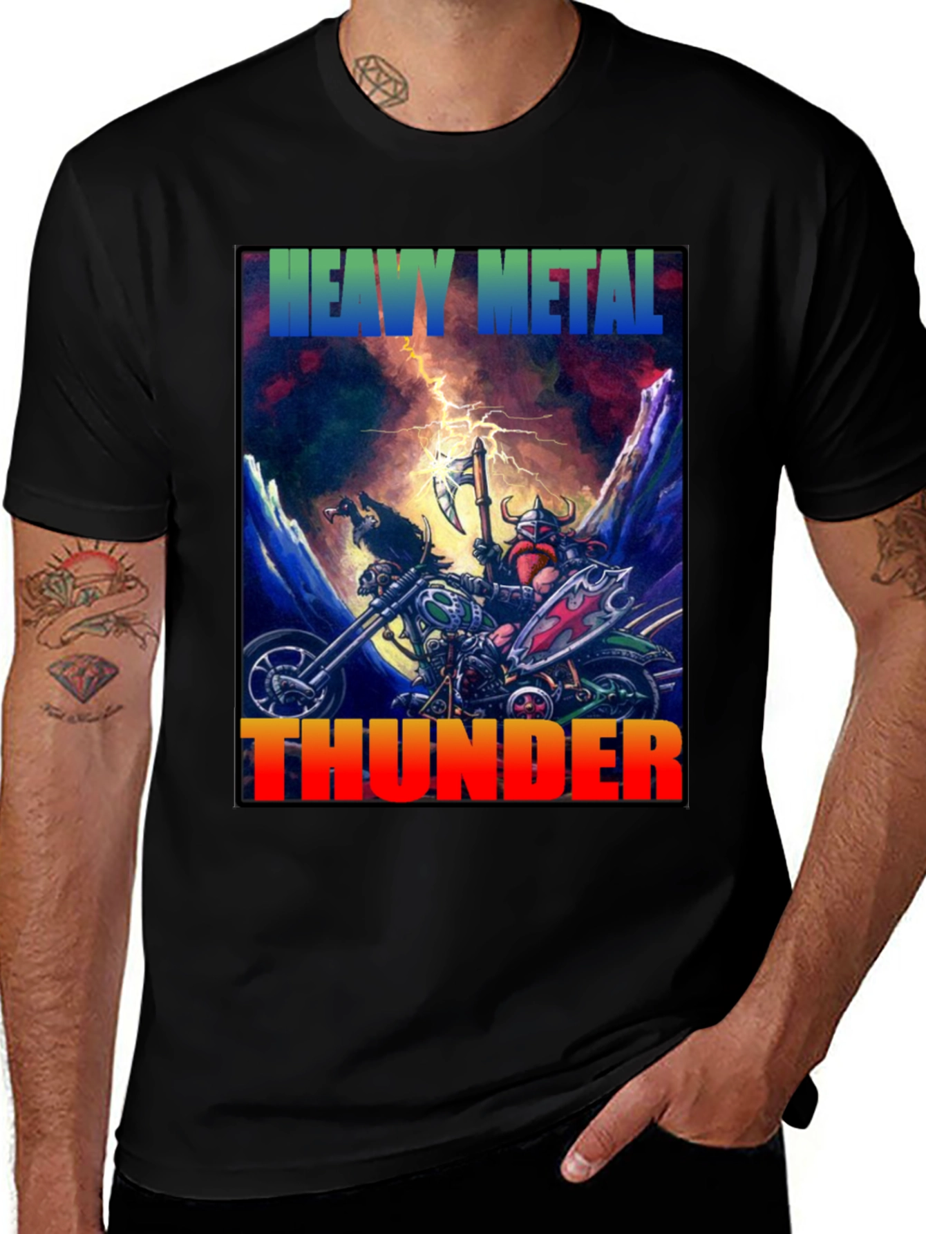 Variant 8 of Heavy Metal Thunder T-Shirt - Viking Motorcycle Rider