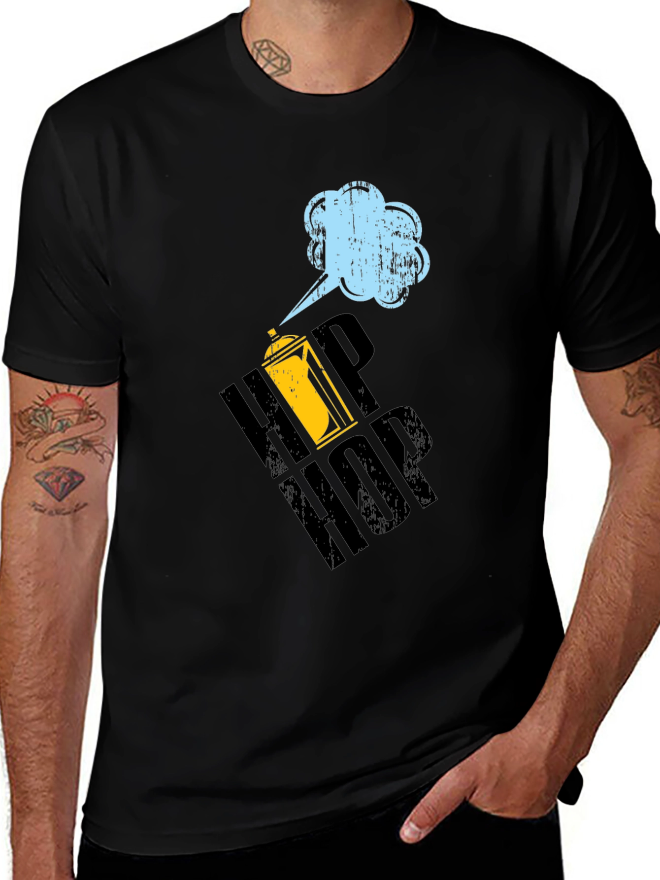 Variant 3 of Hip Hop Spray Can Graphic Tee - Black