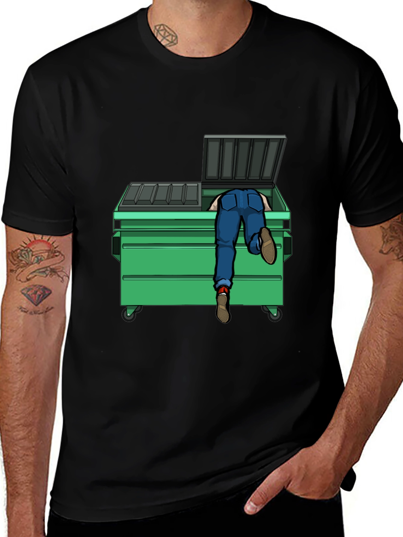 Variant 5 of Dumpster Diver Graphic Tee - Black Cotton T-Shirt