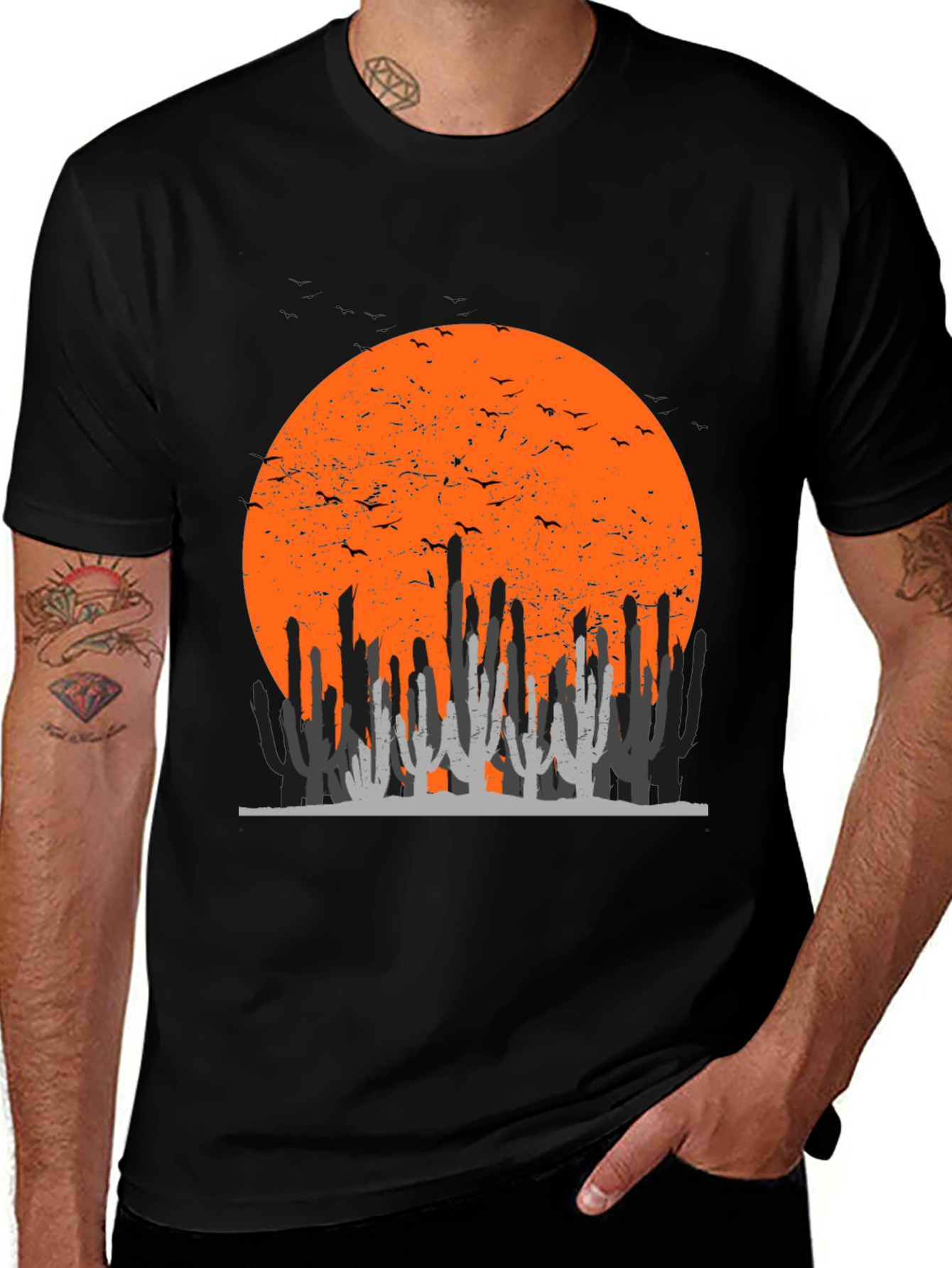 Variant 29 of Sunset Cactus Graphic Tee - Stylish Desert Print