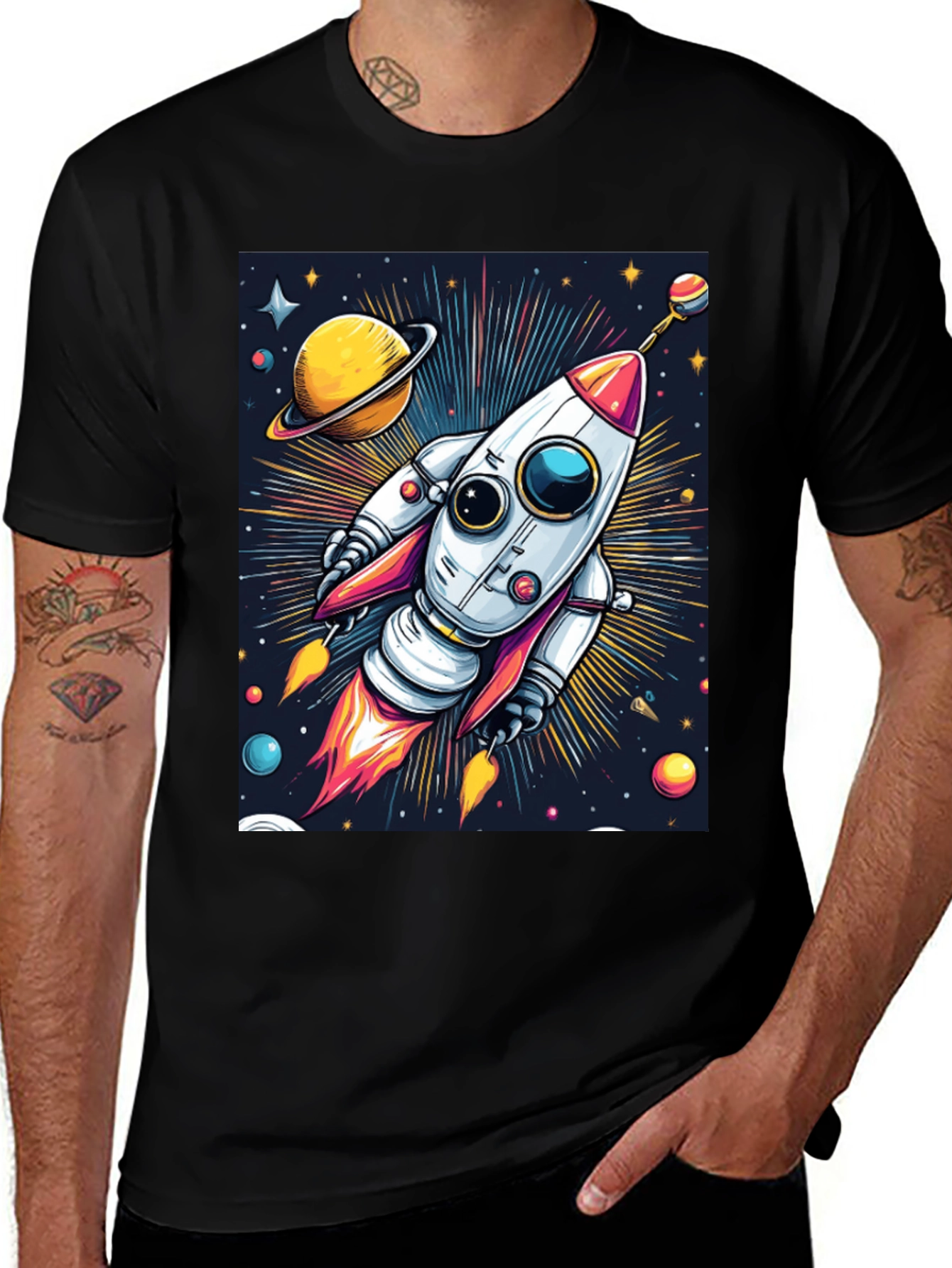 Space Rocket Graphic T-Shirt