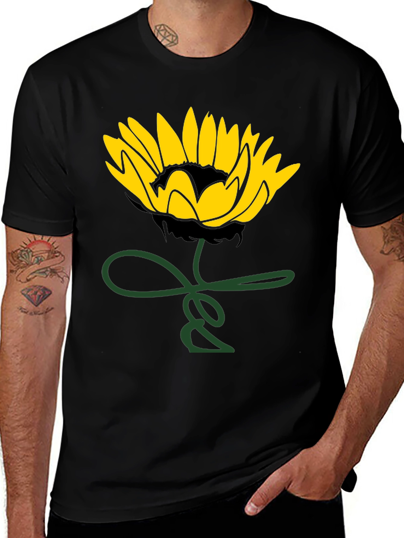 Variant 7 of Sunflower Graphic Print Black T-Shirt