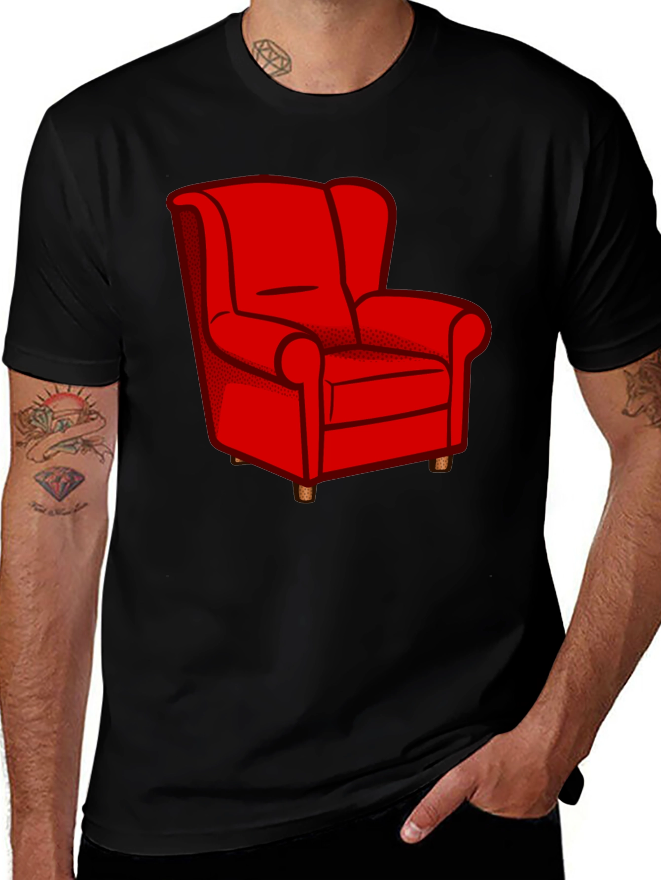 Red Armchair Graphic Tee - Comfortable Style