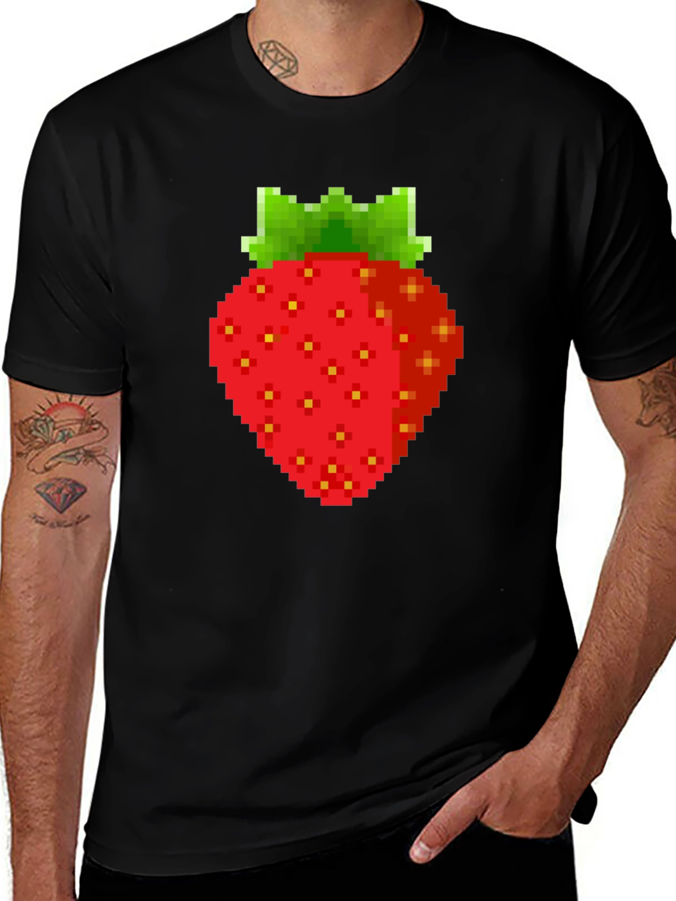 Variant 27 of Pixel Strawberry Graphic Tee - Retro Gaming Style