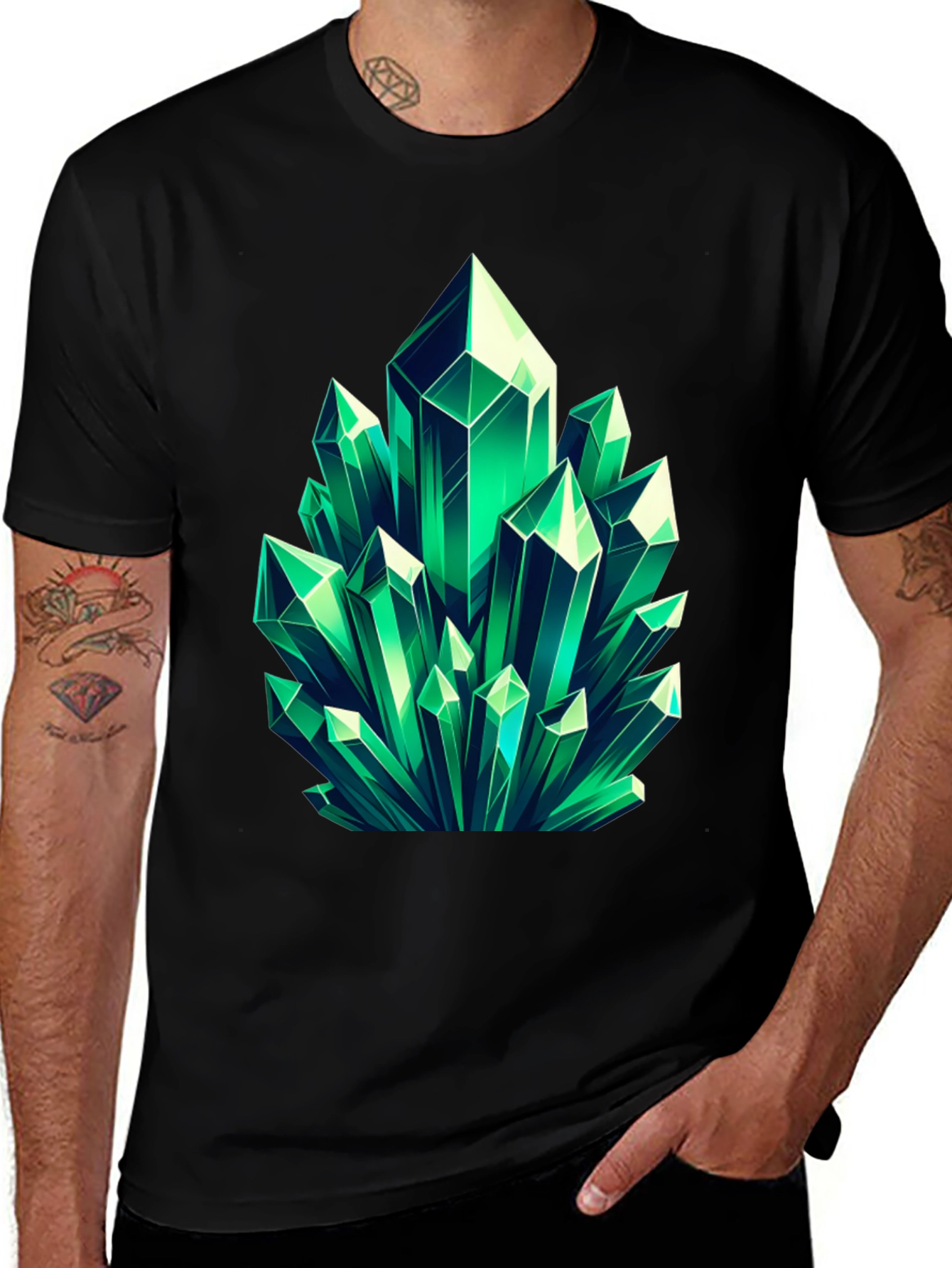 Variant 4 of Emerald Crystal Graphic Tee - Gemstone Style