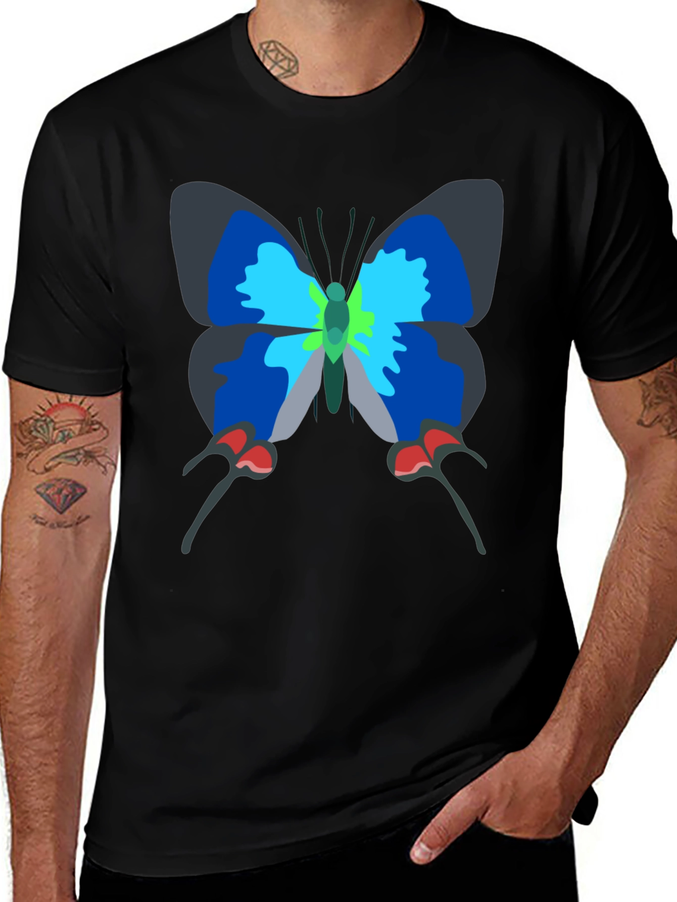 Variant 16 of Butterfly Graphic Tee - Casual Black T-Shirt