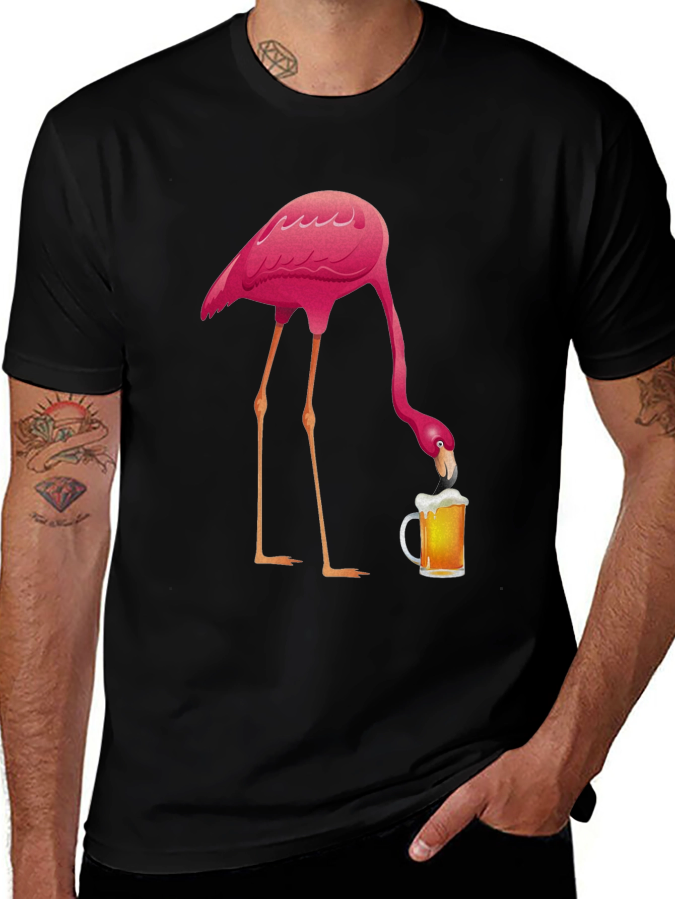 Variant 22 of Flamingo Drinking Beer Graphic Tee