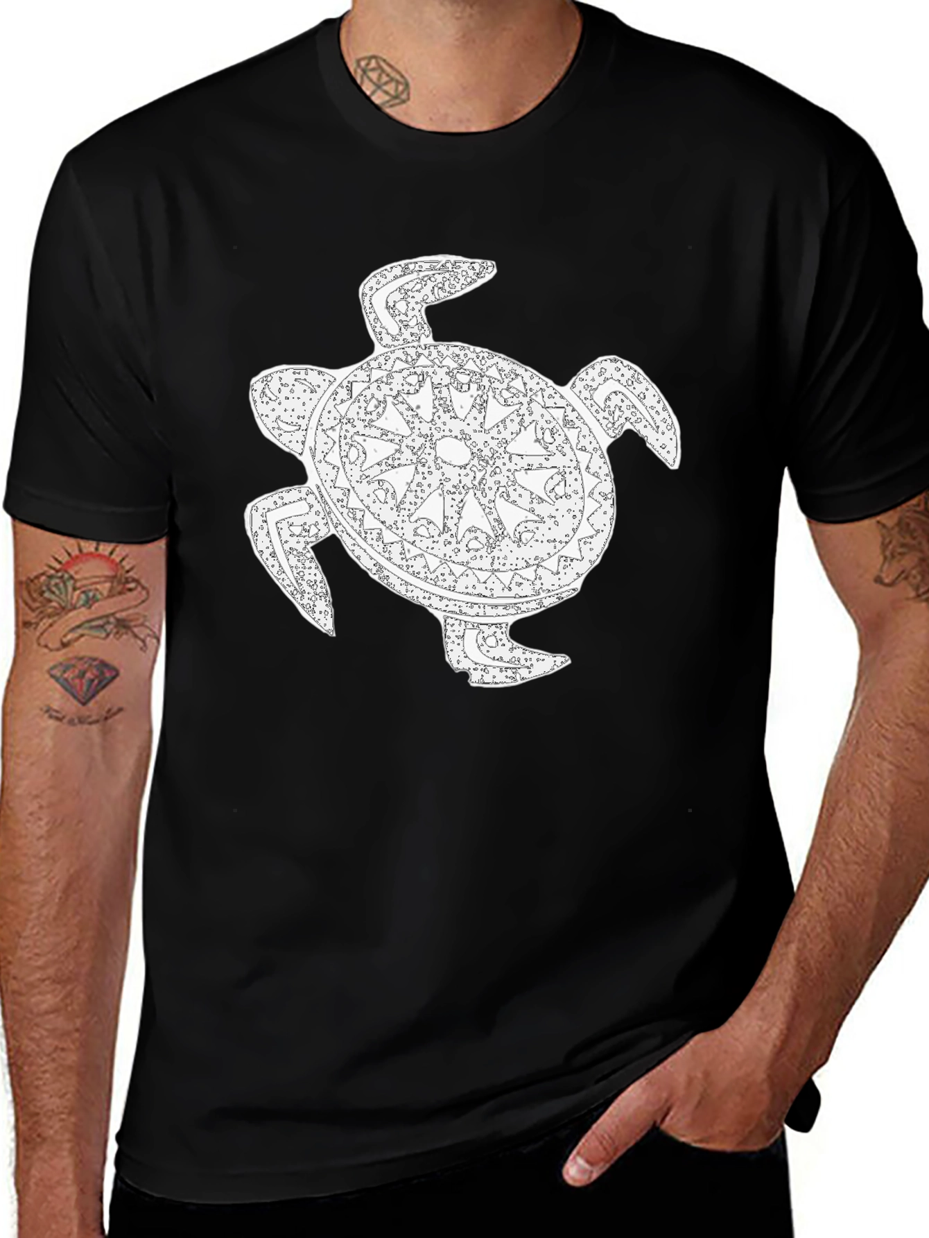 Variant 6 of Turtle Mandala Graphic Black T-Shirt