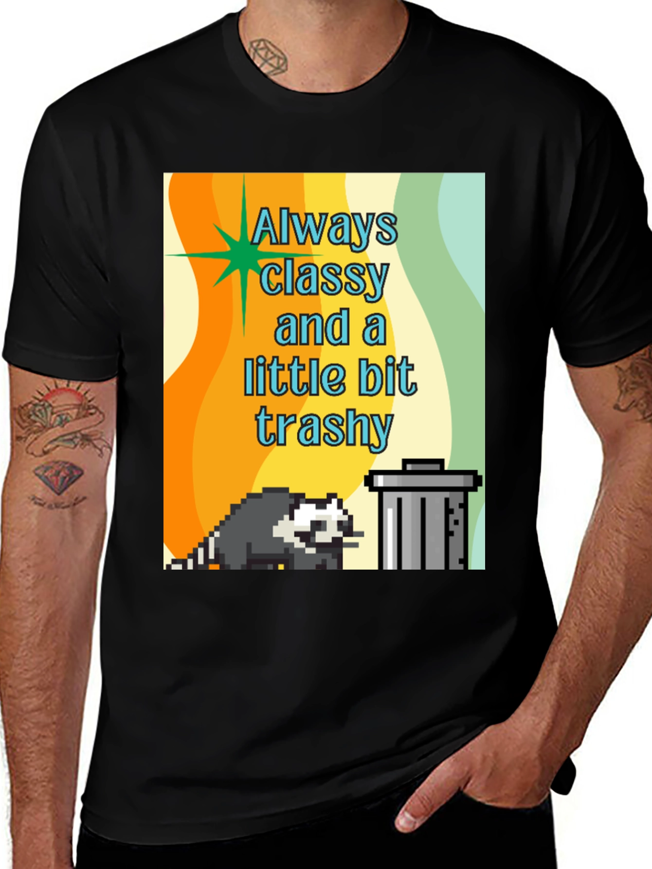 Variant 28 of Classy Trashy Pixel Raccoon T-Shirt