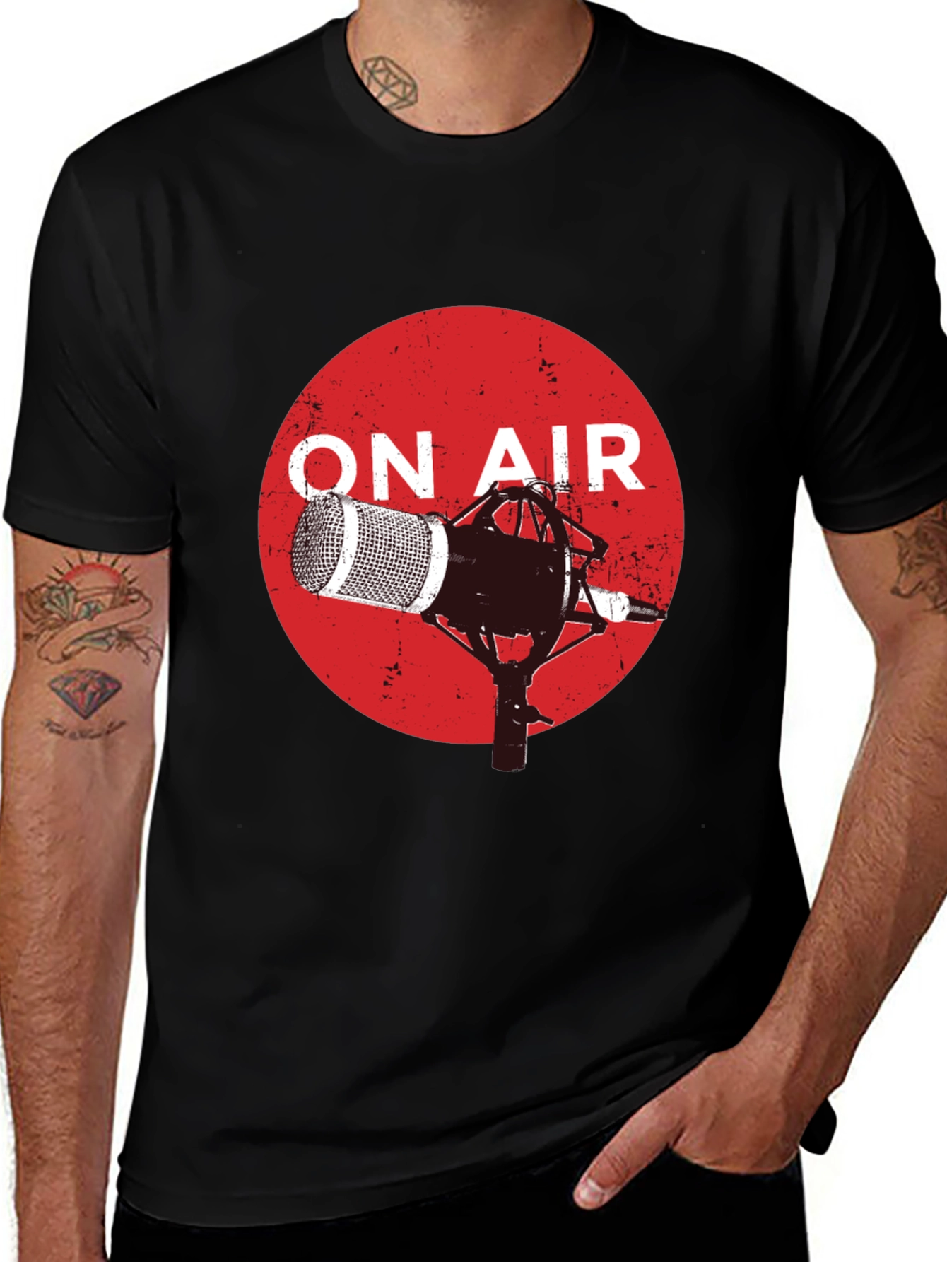 Variant 18 of On Air Microphone Graphic Black T-Shirt