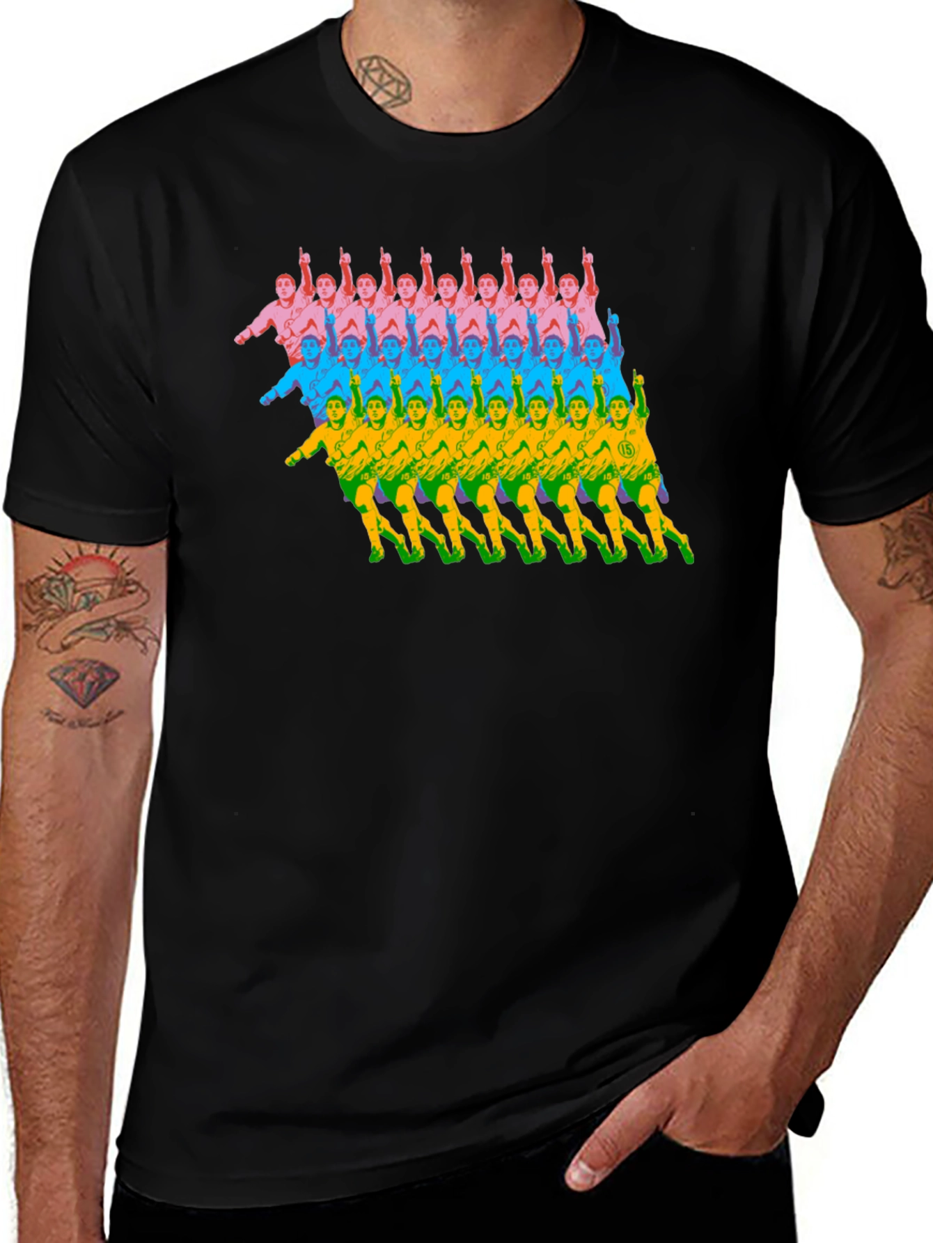 Variant 19 of Retro Rainbow Soccer Fan T-Shirt