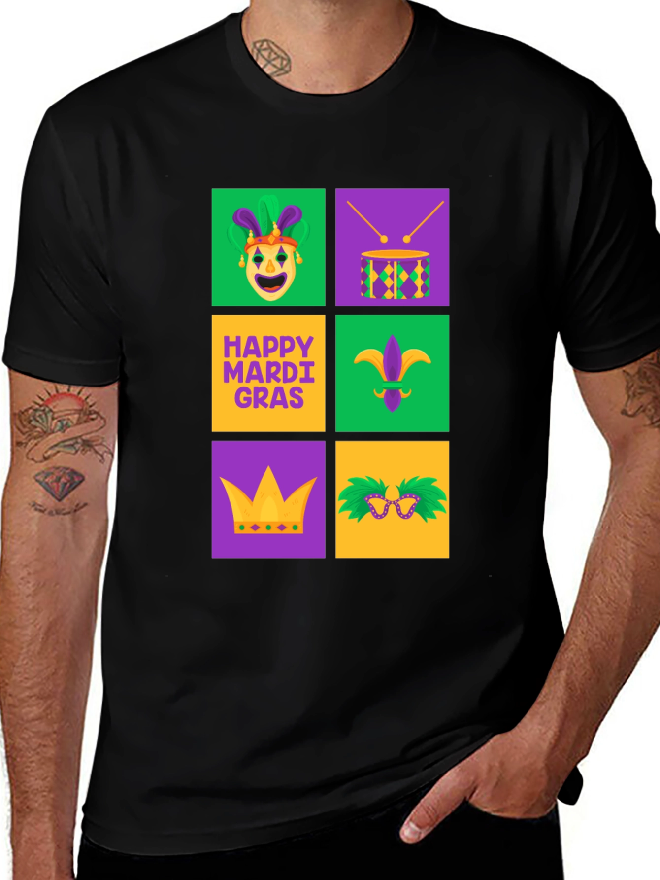 Mardi Gras T-Shirt - Festive Square Icon Design