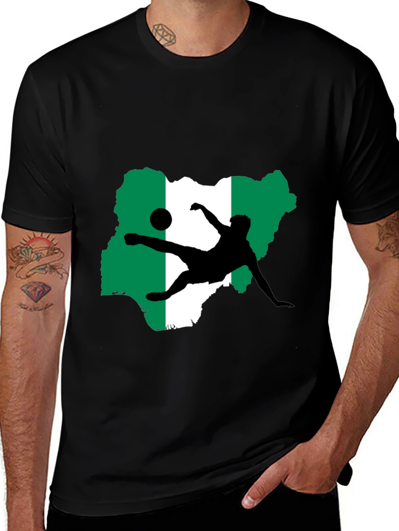 Variant 16 of Nigeria Soccer Graphic Tee - Black