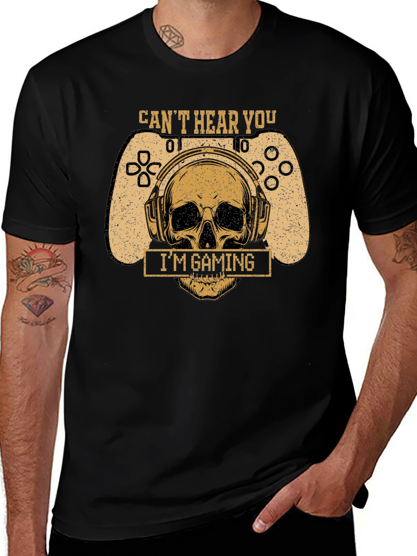 Variant 30 of Can't Hear You I'm Gaming T-Shirt - Gamer Skull Design