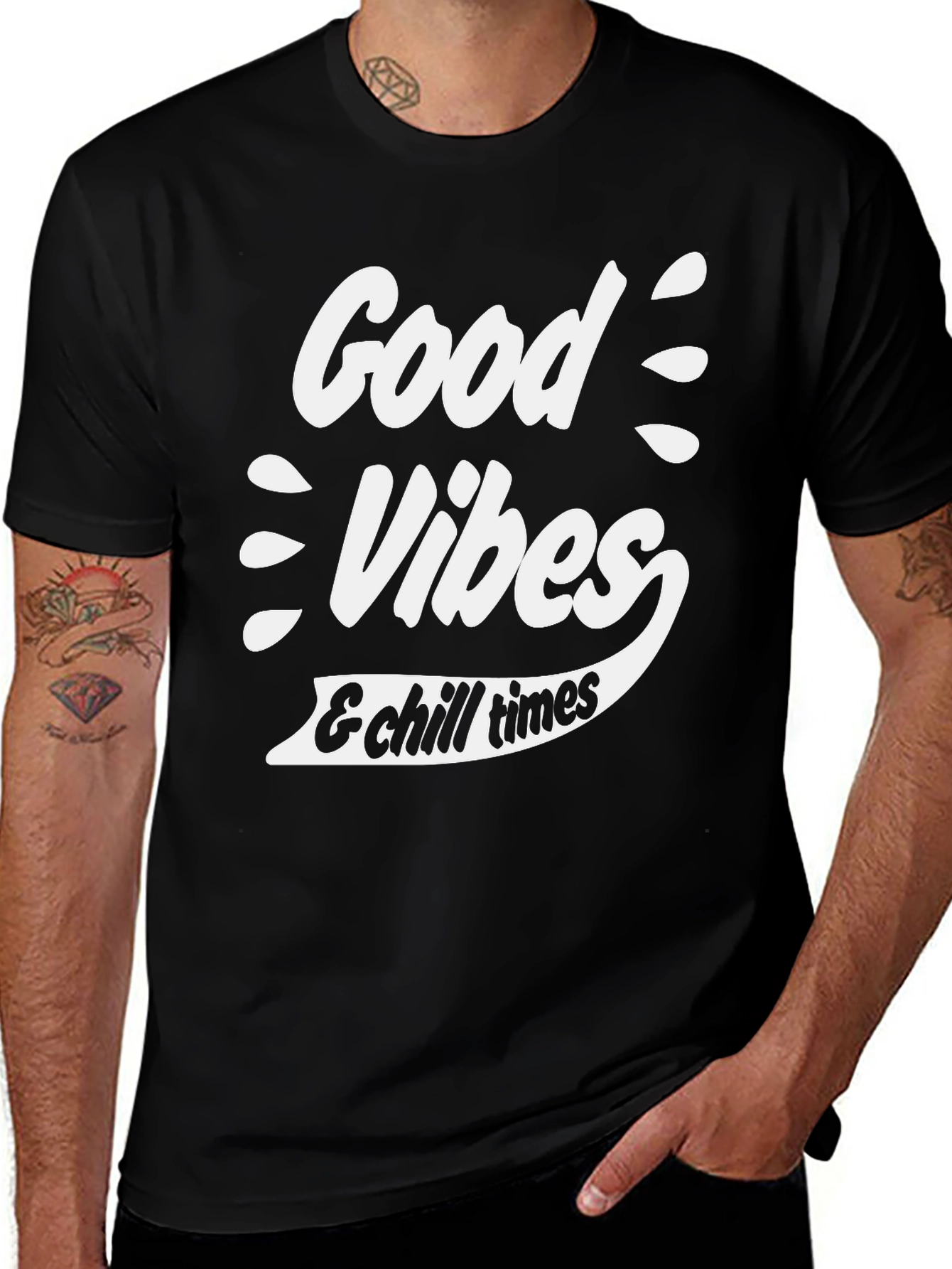 Variant 4 of Good Vibes & Chill Times Black Graphic T-Shirt