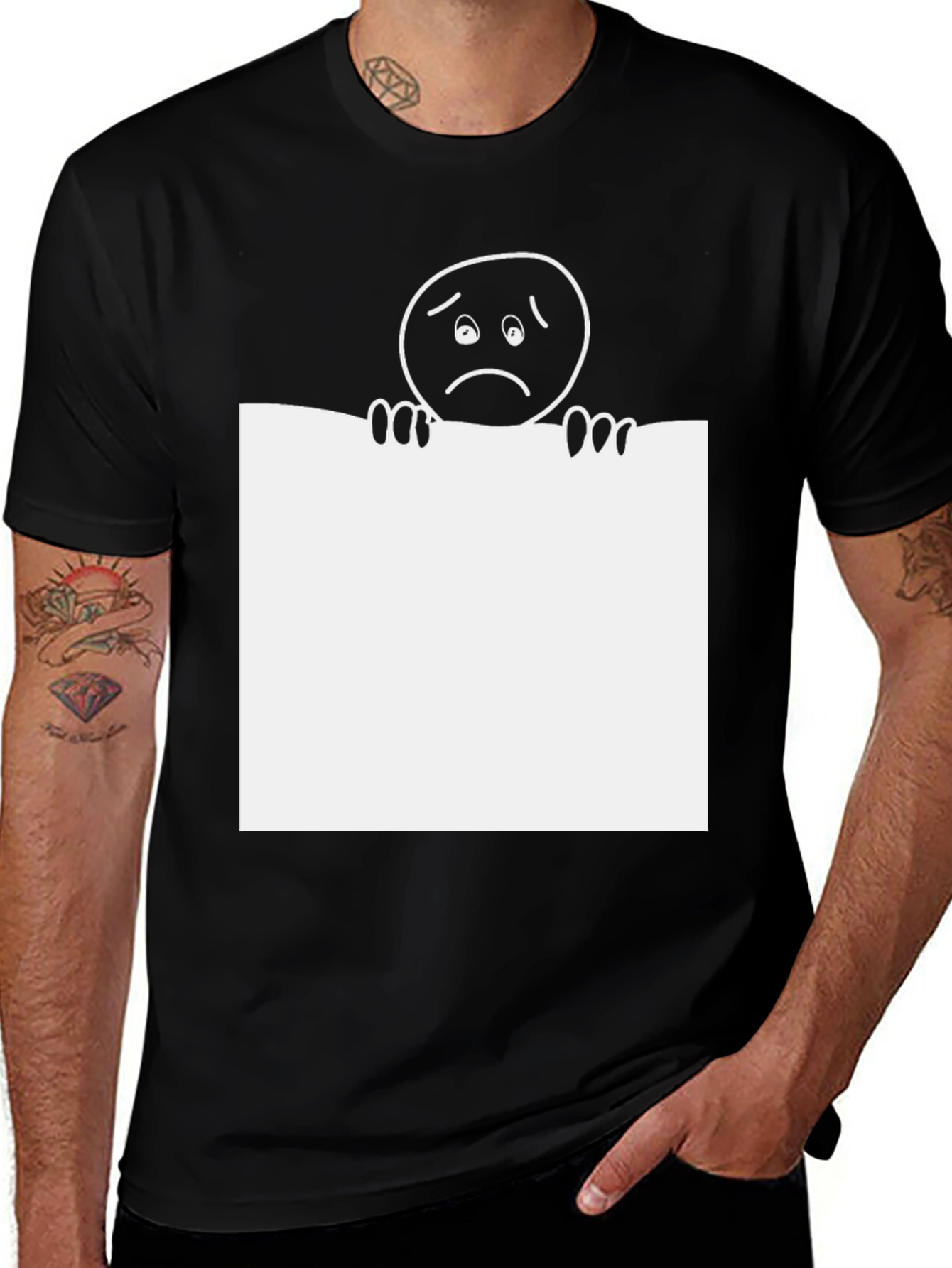 Variant 10 of Sad Emoji Graphic Tee - Classic Black