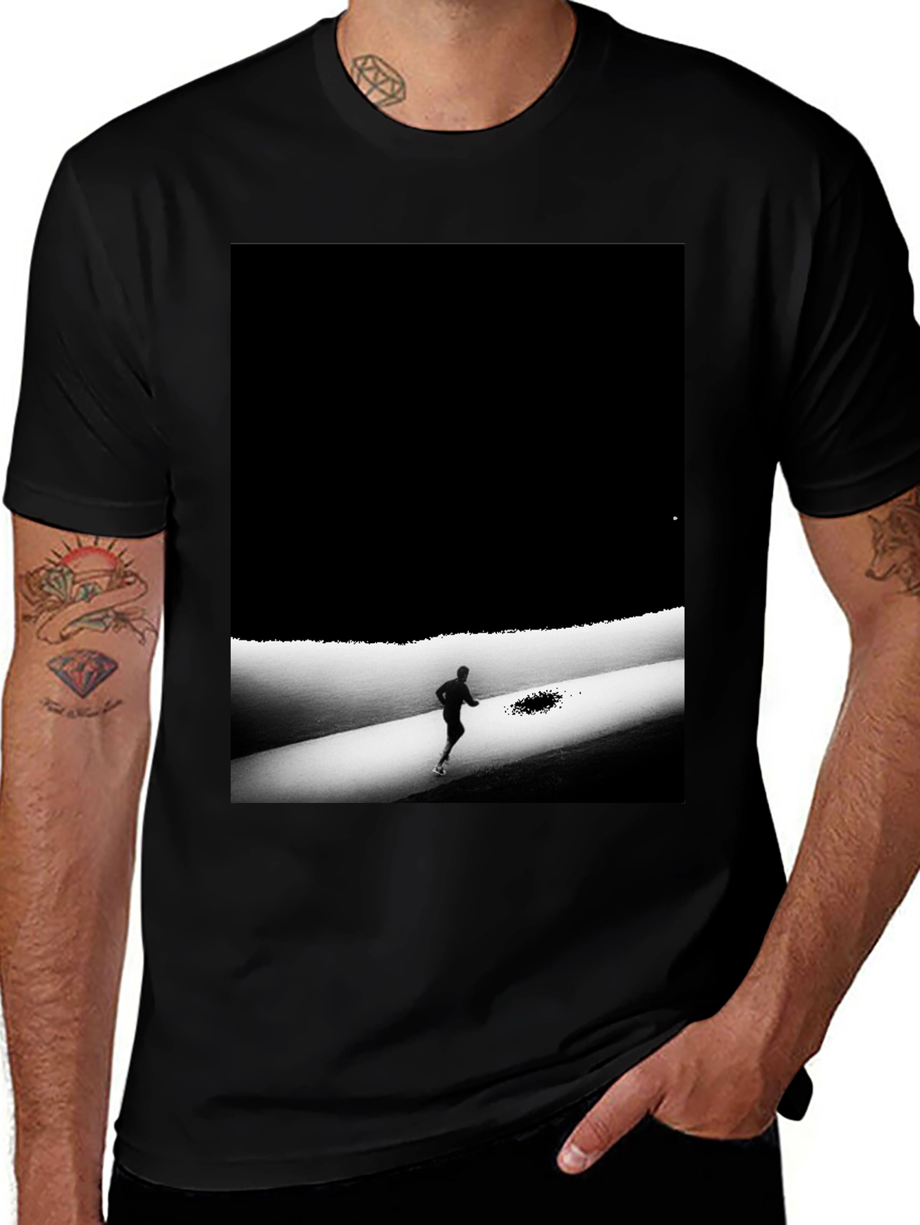Variant 8 of Monochrome Runner Graphic Tee - Soft, Stylish Black T-Shirt