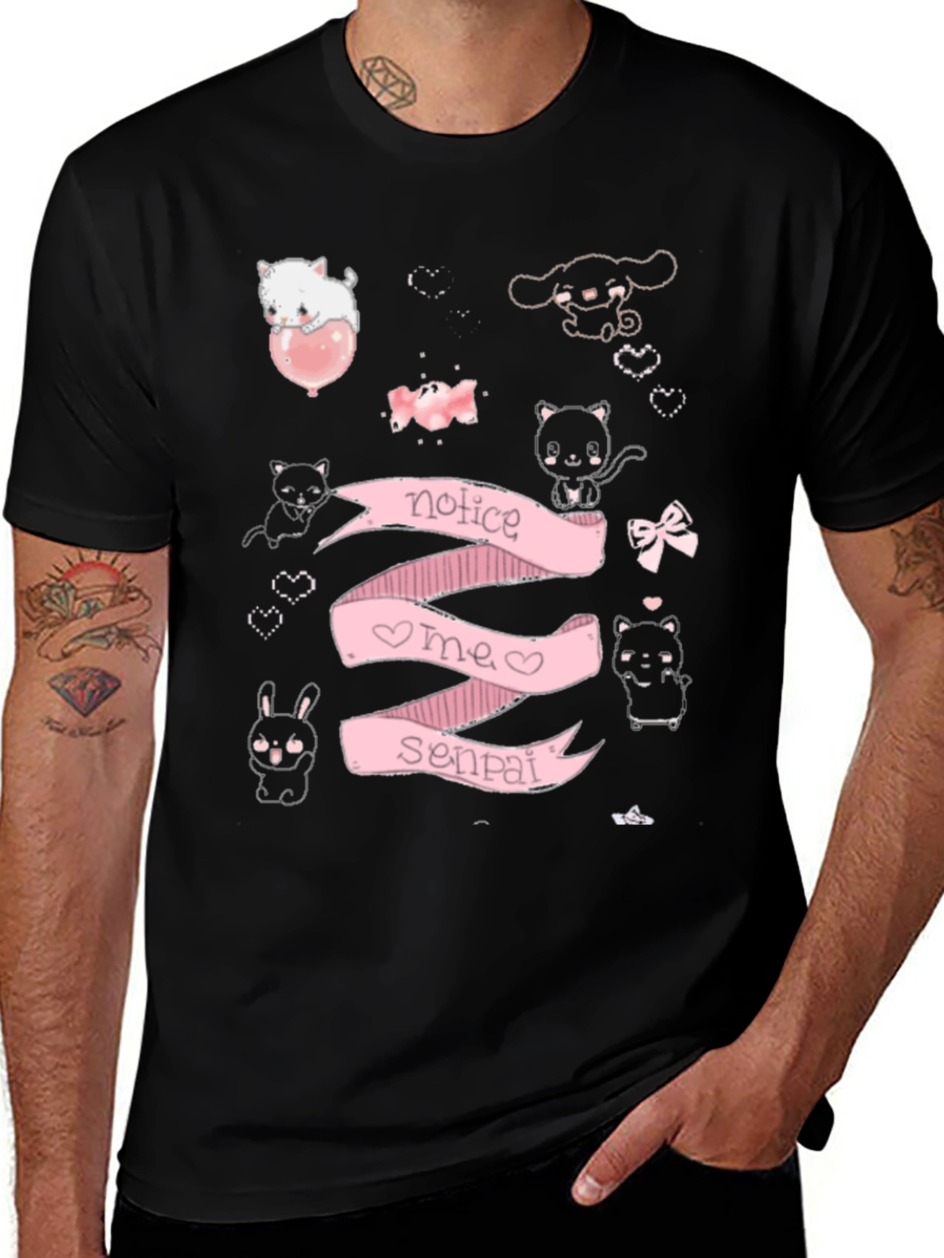 Notice Me Senpai Anime Style Graphic T-Shirt